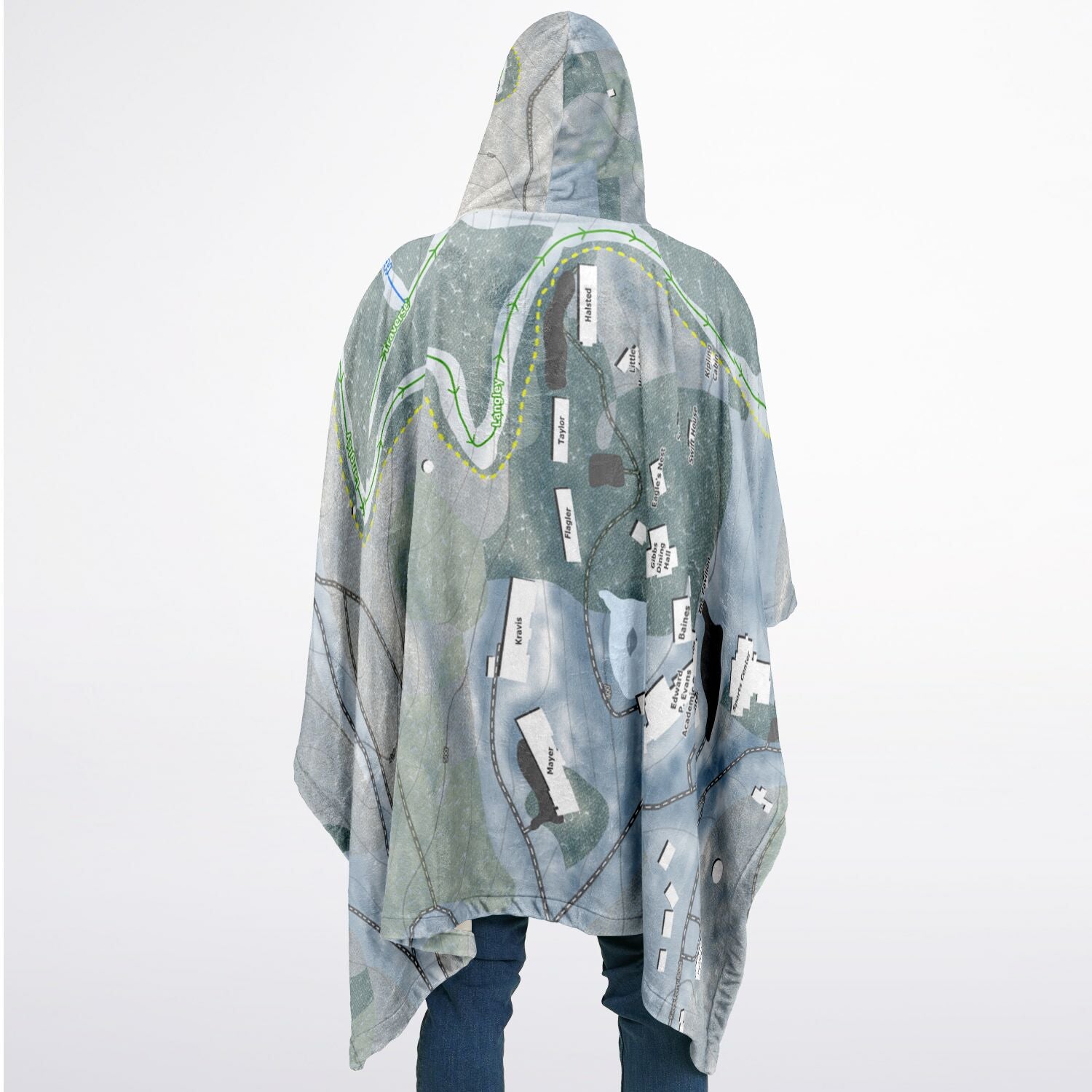 Easton Ski Area, Massachusetts Ski Resort Map Flannel Blanket Poncho