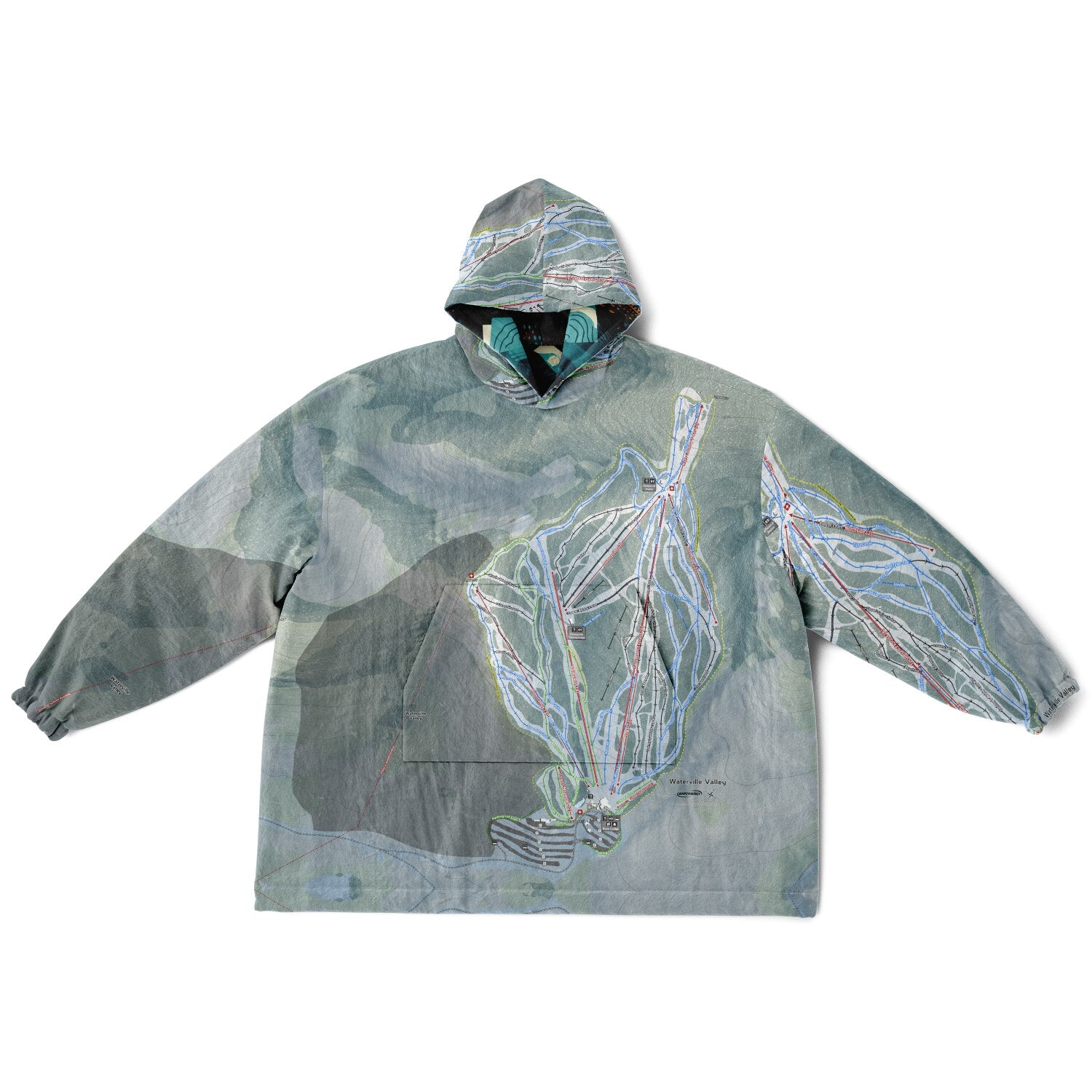 Waterville Valley, New Hampshire Ski Resort Map Reversible Snug Hoodie
