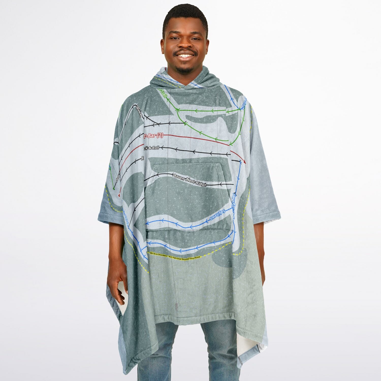 Eastlink Park, Alberta Ski Resort Map Flannel Blanket Poncho