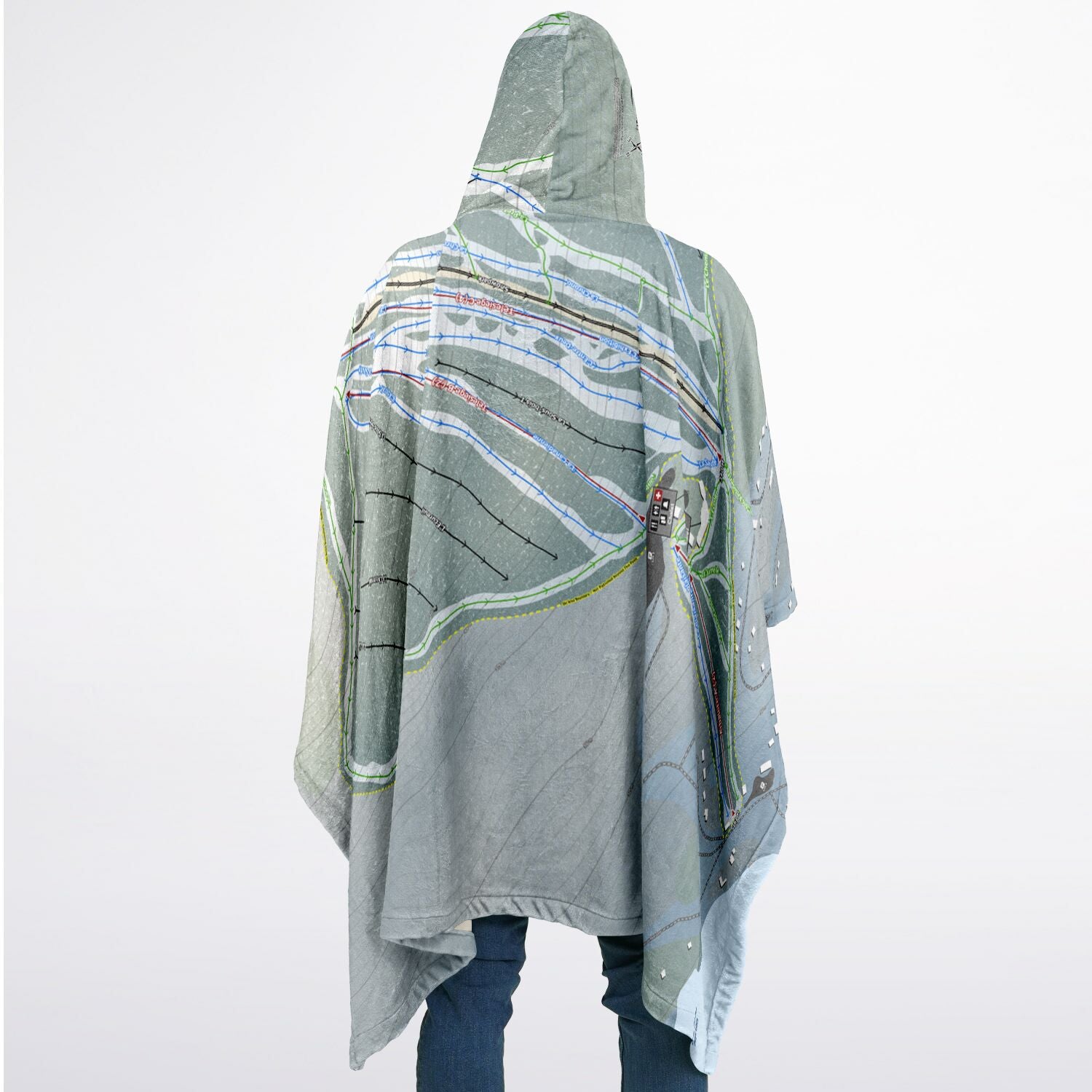 Parc Du Mont-Comi, Quebec Ski Resort Map Flannel Blanket Poncho