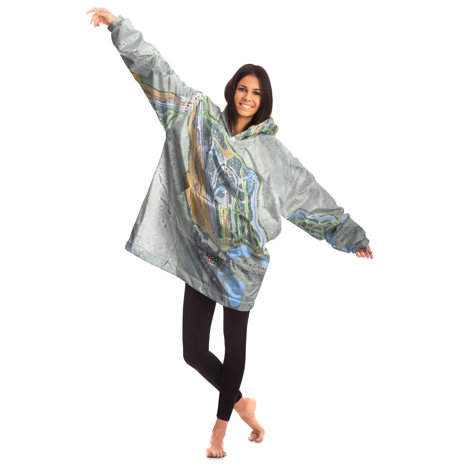 Bear Creek, Pennsylvania Ski Trail Map Snug Hoodie