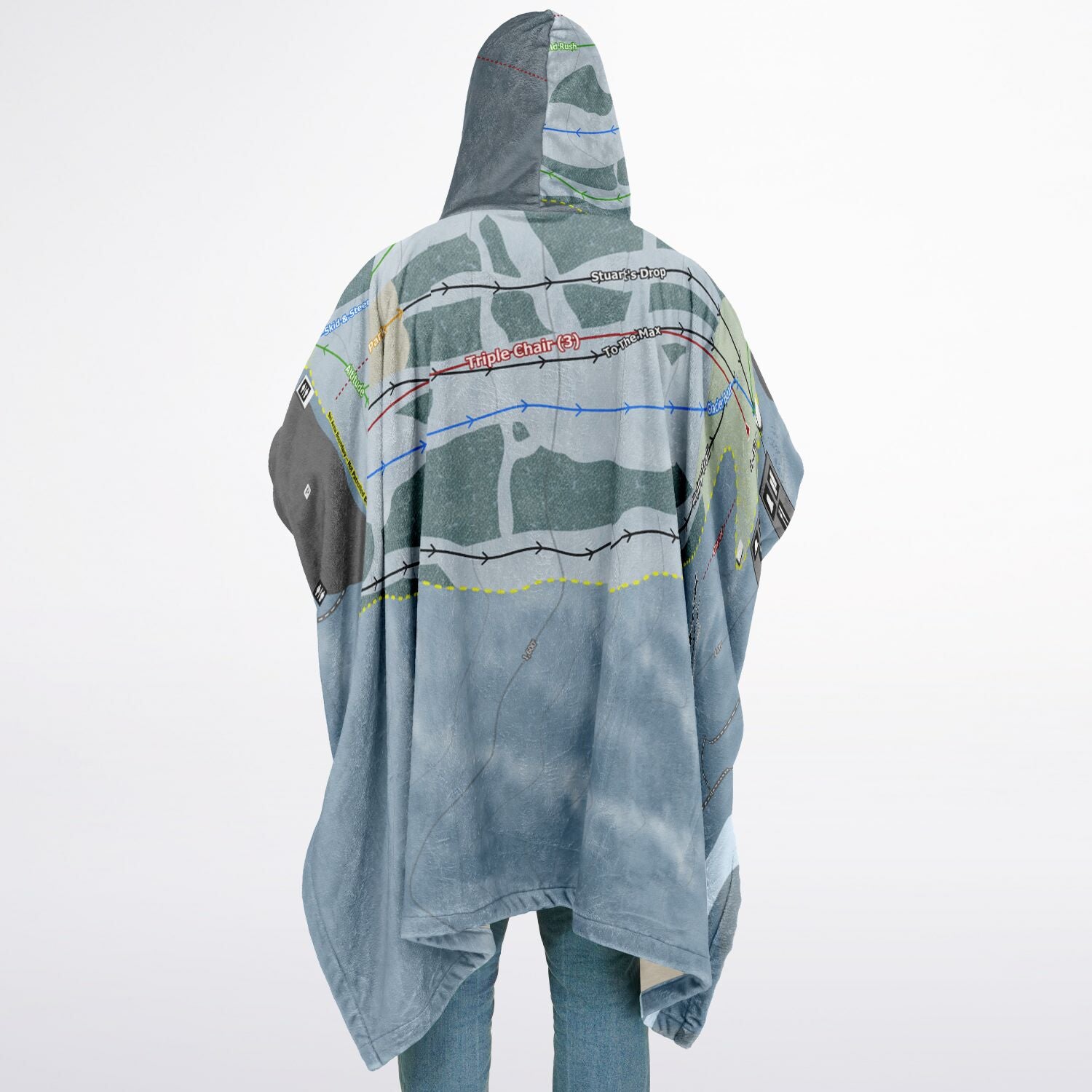 Skeetawk, Alaska Ski Resort Map Flannel Blanket Poncho