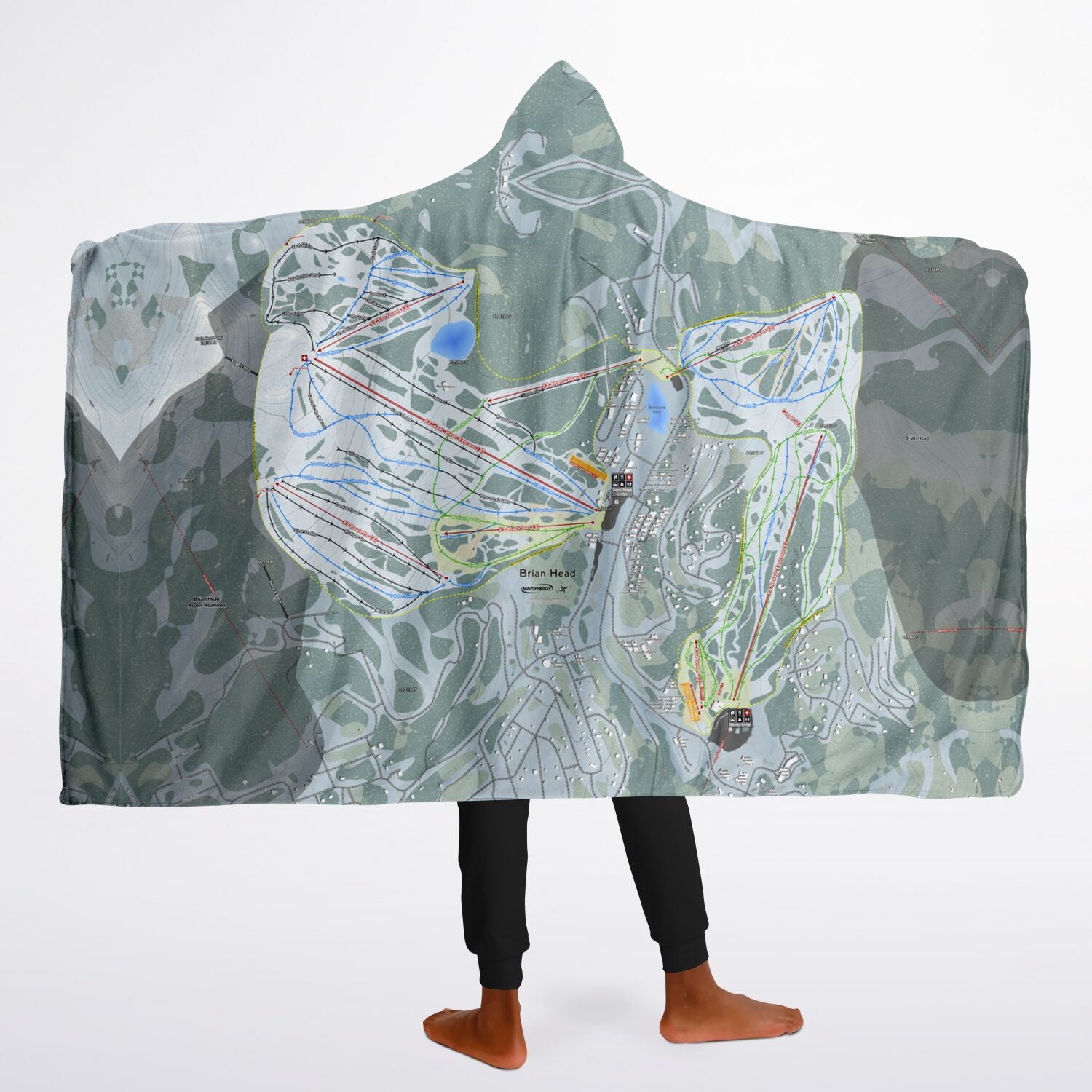 Brian Head, Utah Ski Trail Map - Youth Hooded Blanket