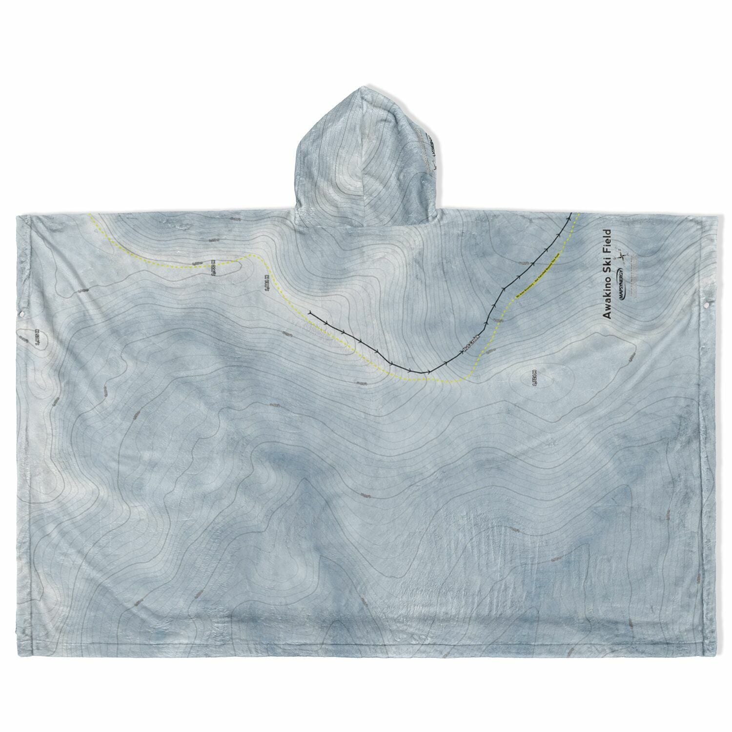 Awakino Ski Field, New Zealand Ski Resort Map Flannel Blanket Poncho