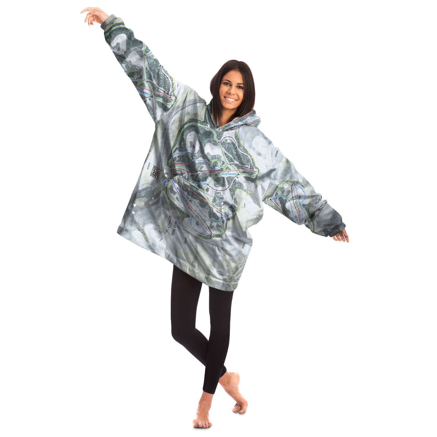 Huff Hills, North Dakota Ski Trail Map Snug Hoodie