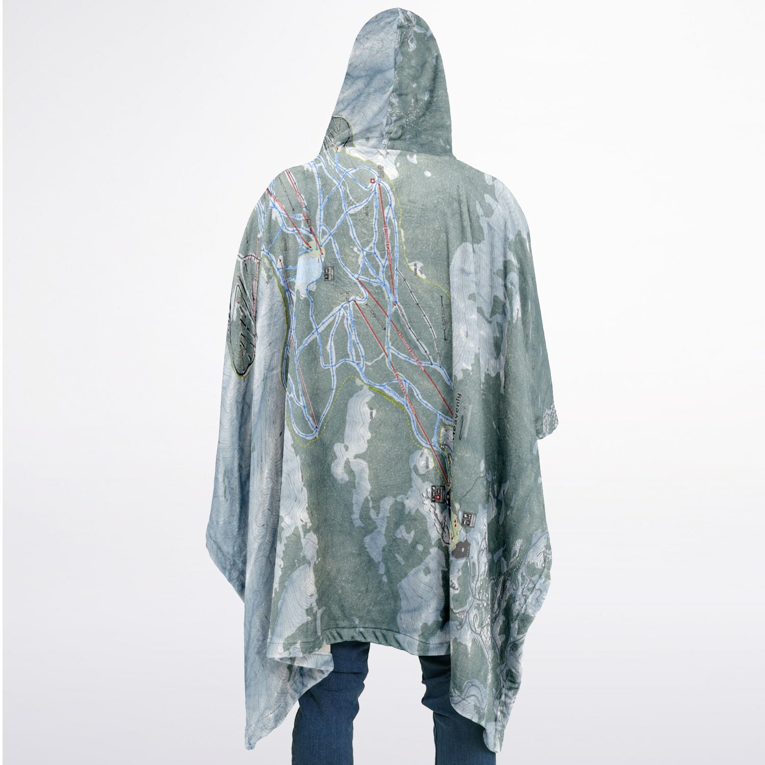 Heavenly, Nevada Ski Resort Map Flannel Blanket Poncho