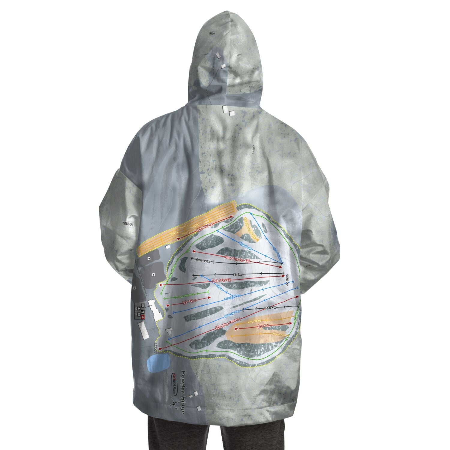 Powder Ridge, Minnesota Ski Trail Map Snug Hoodie