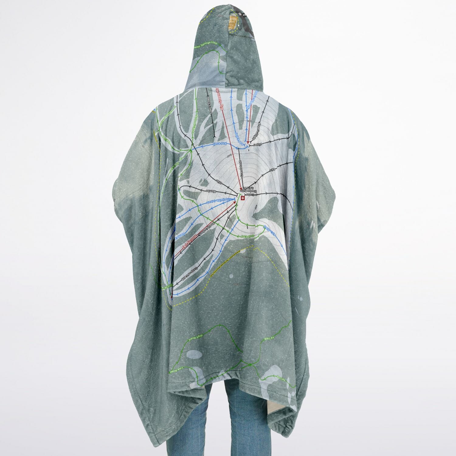 Hoodoo, Oregon Ski Resort Map Flannel Blanket Poncho