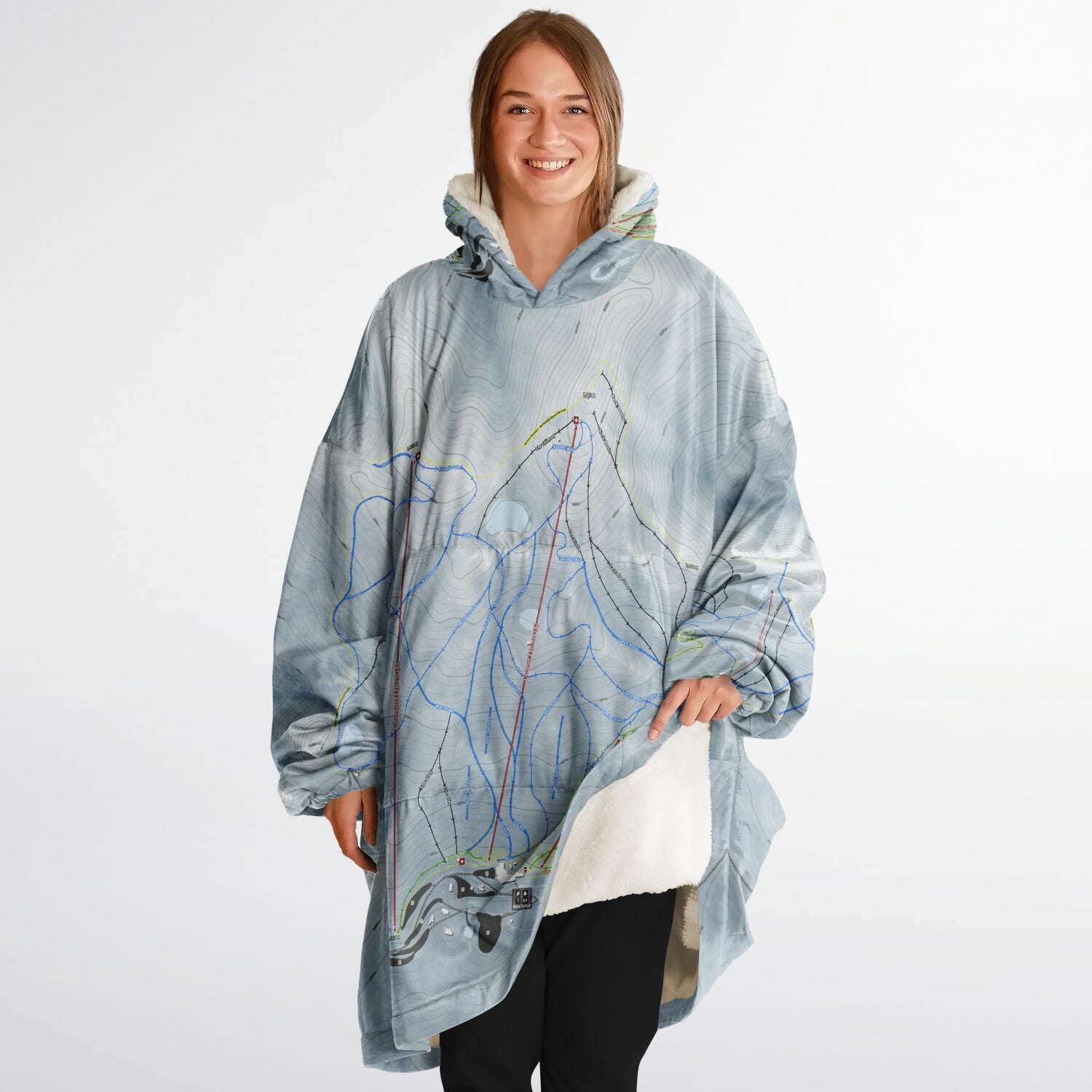 Coronet Peak, New Zealand Ski Trail Map - Snug Hoodie