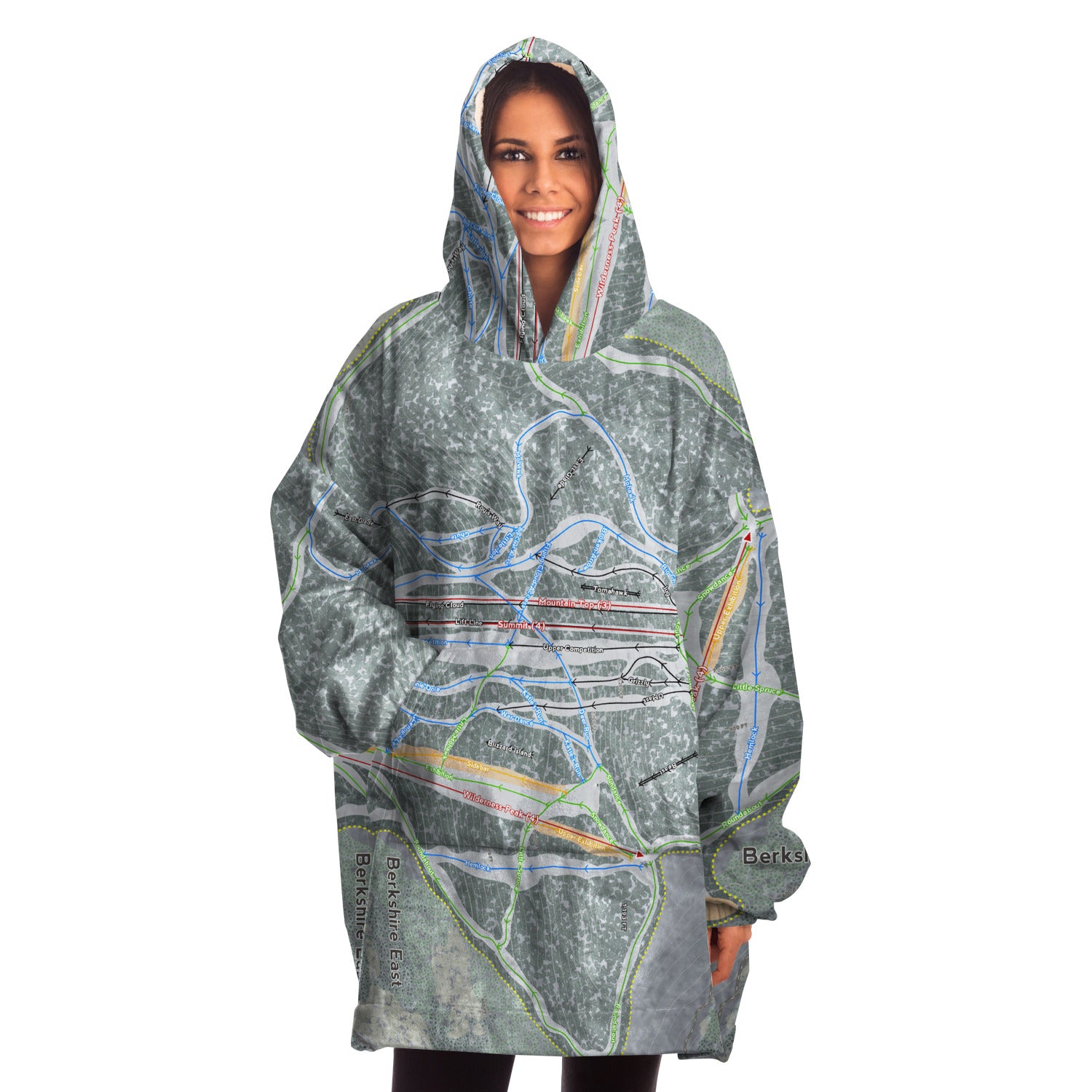 Berkshire East, Massachusetts Ski Trail Map - Snug Hoodie