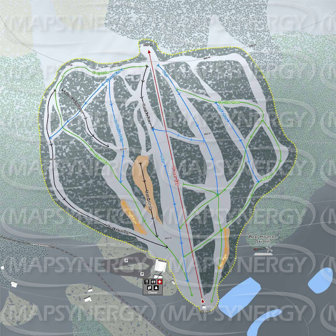 Bear Mountain Ski Hill trail map