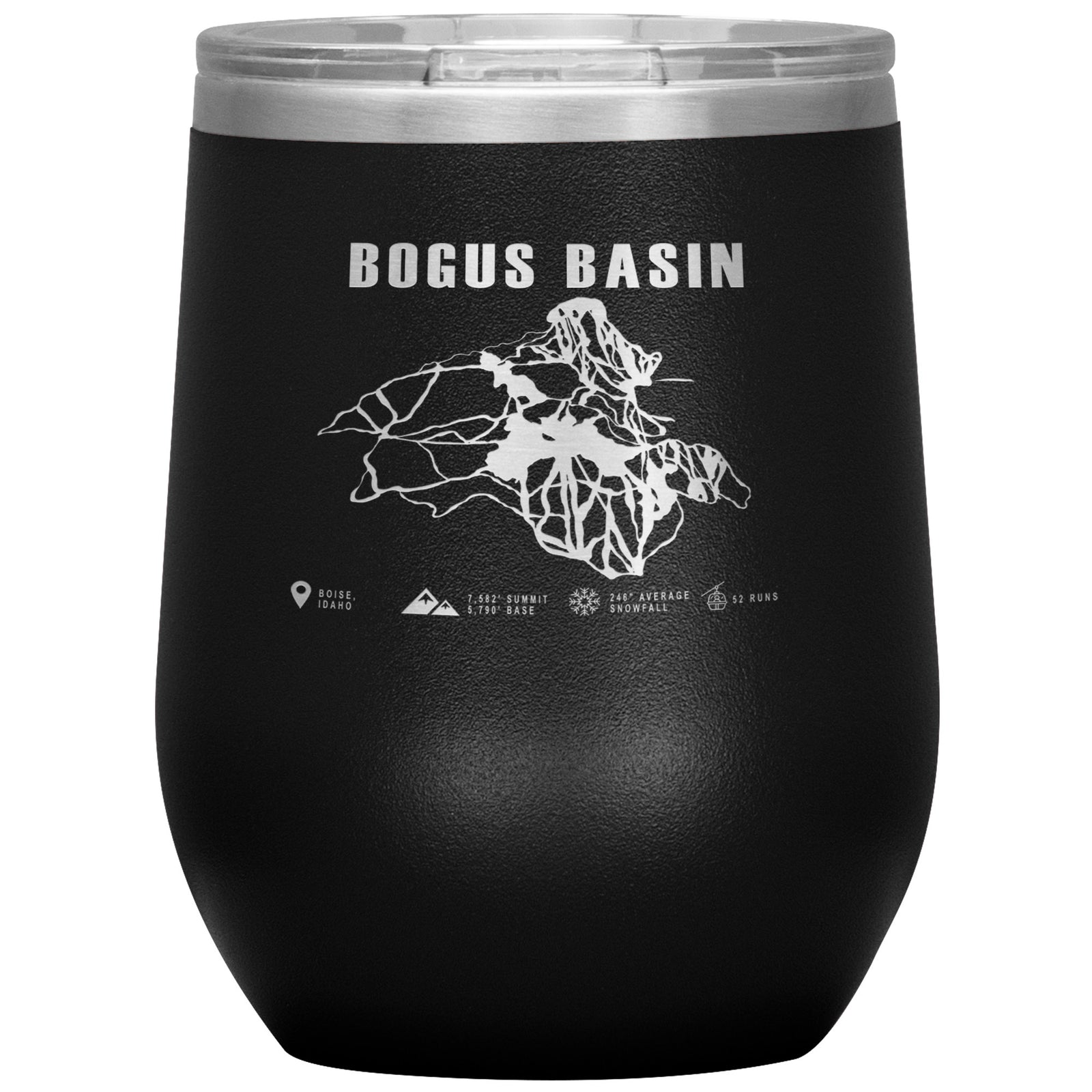 Bogus Basin Idaho Ski Trail Map Wine 12oz Tumbler