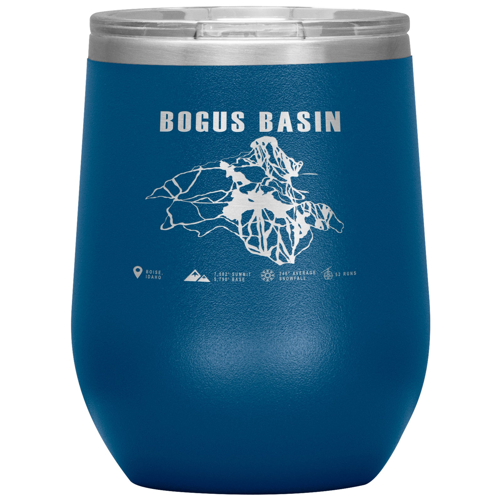 Bogus Basin Idaho Ski Trail Map Wine 12oz Tumbler