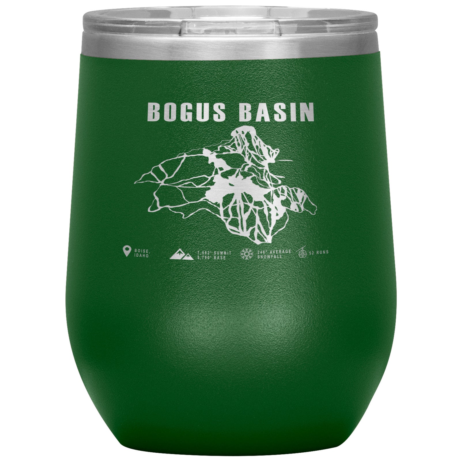 Bogus Basin Idaho Ski Trail Map Wine 12oz Tumbler