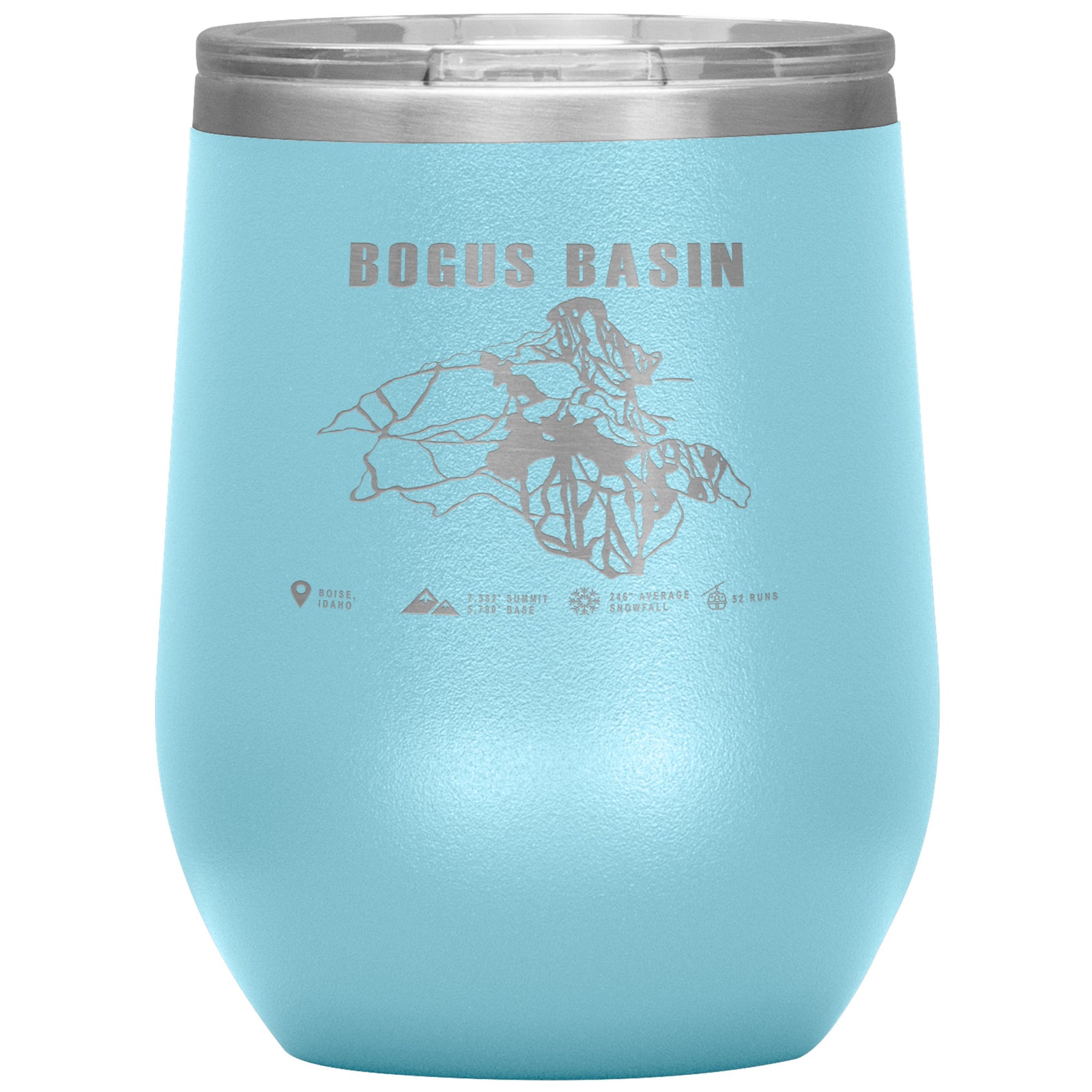 Bogus Basin Idaho Ski Trail Map Wine 12oz Tumbler