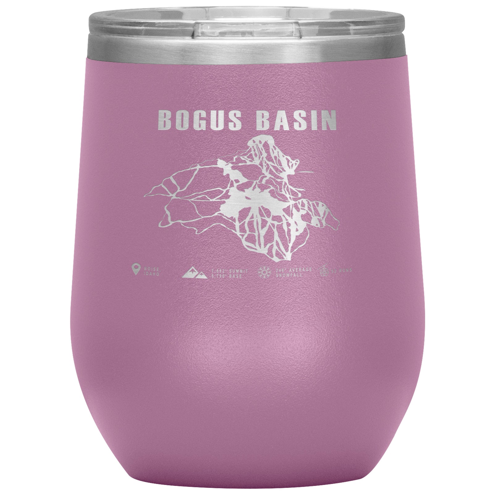 Bogus Basin Idaho Ski Trail Map Wine 12oz Tumbler