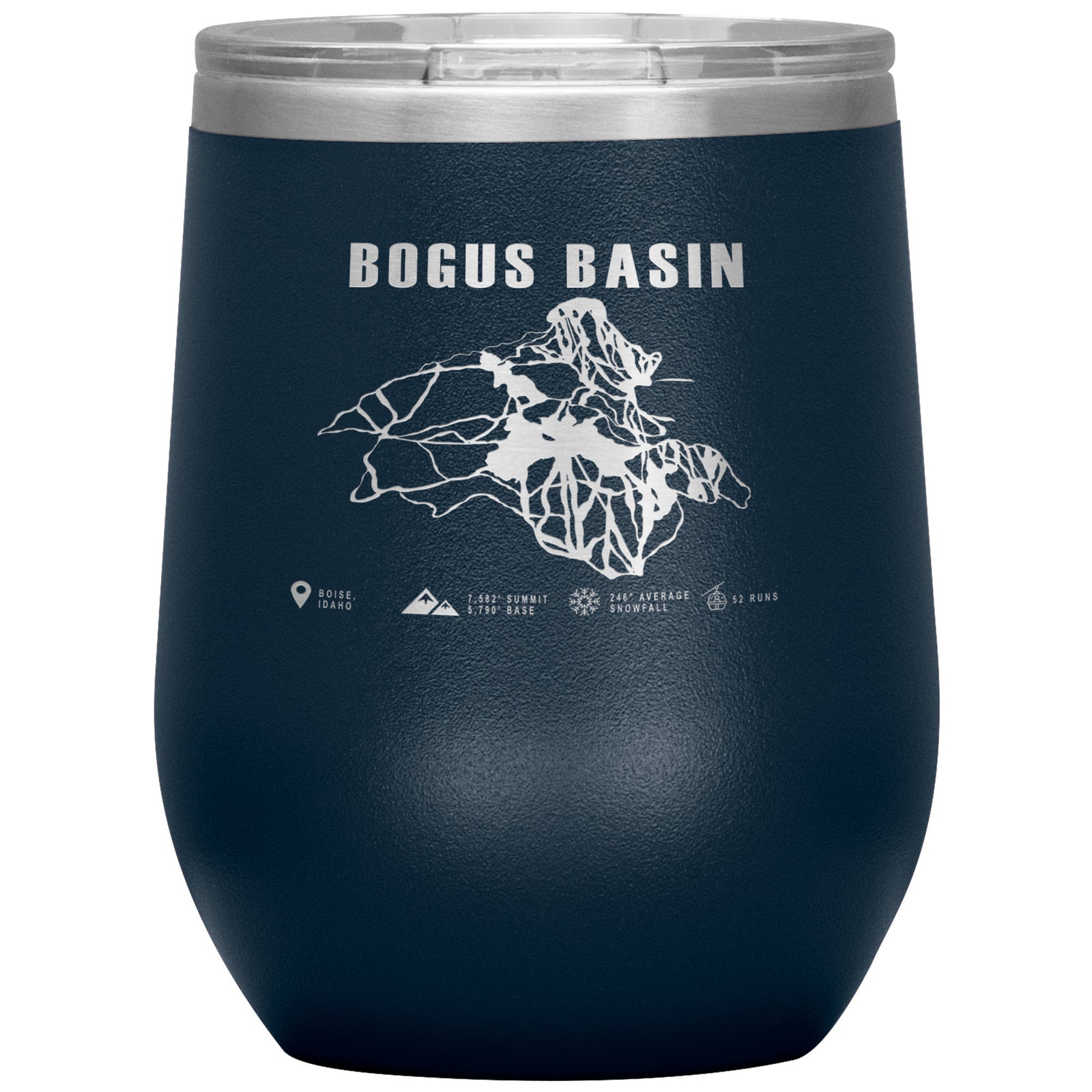 Bogus Basin Idaho Ski Trail Map Wine 12oz Tumbler