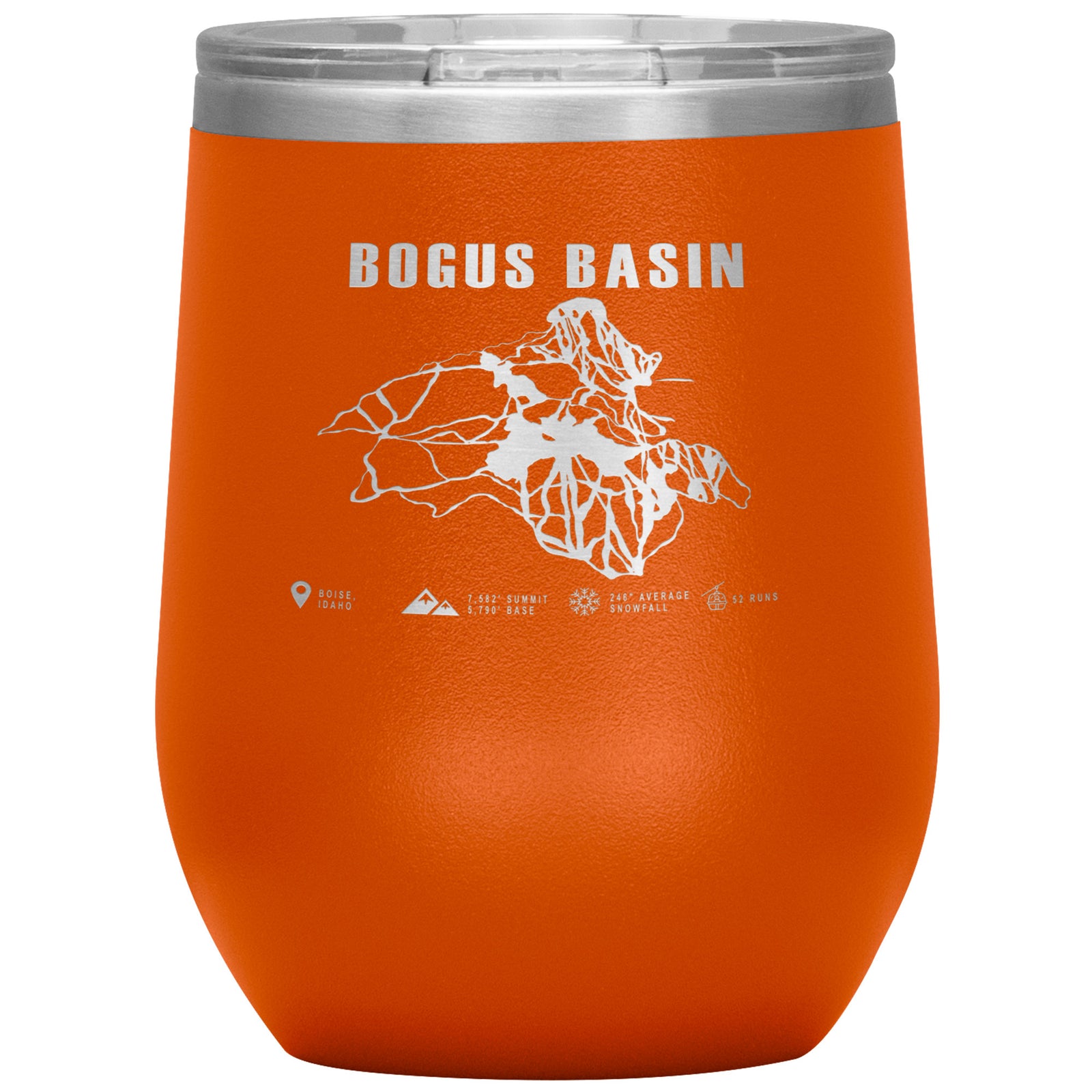 Bogus Basin Idaho Ski Trail Map Wine 12oz Tumbler