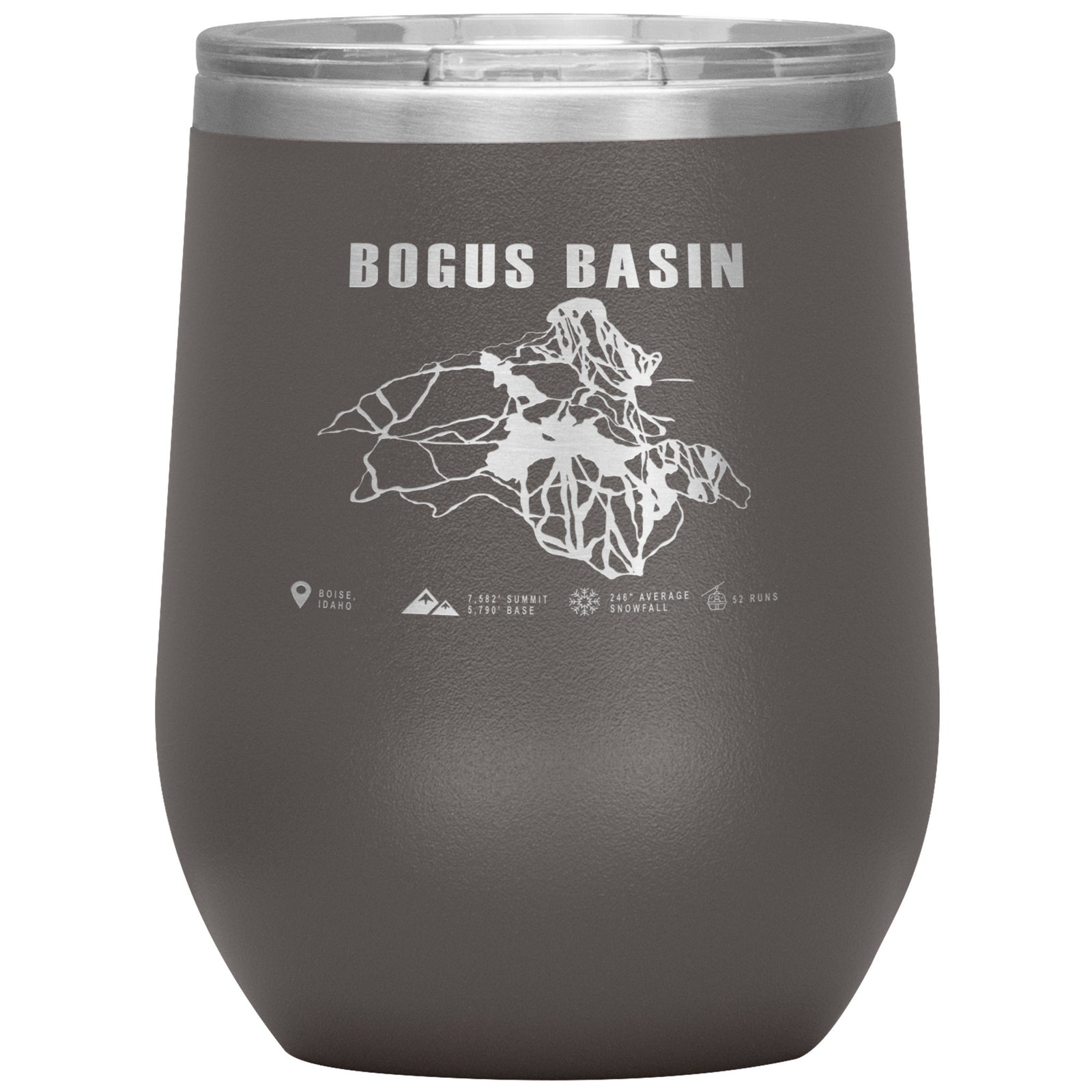 Bogus Basin Idaho Ski Trail Map Wine 12oz Tumbler