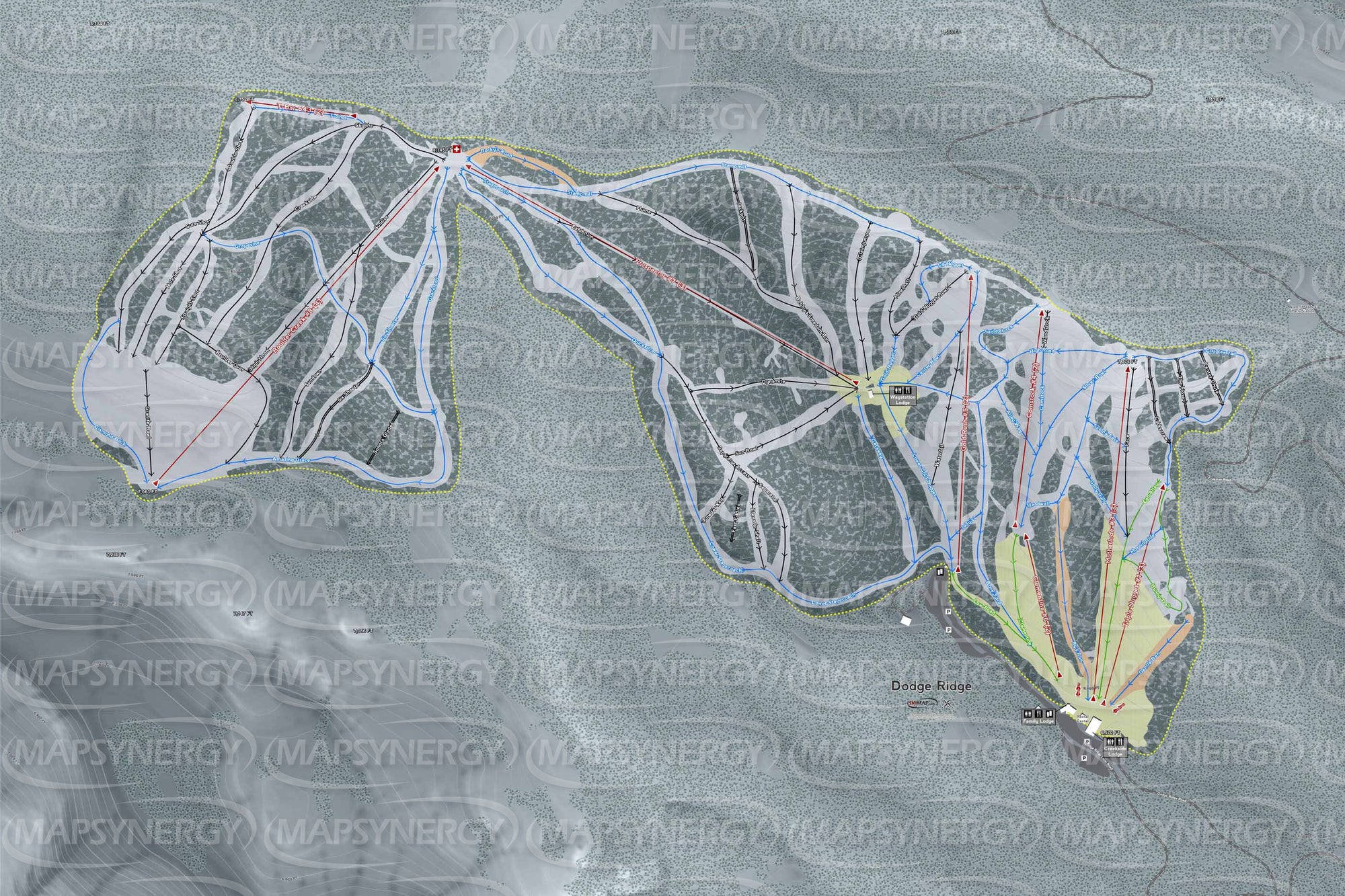 Dodge Ridge trail map