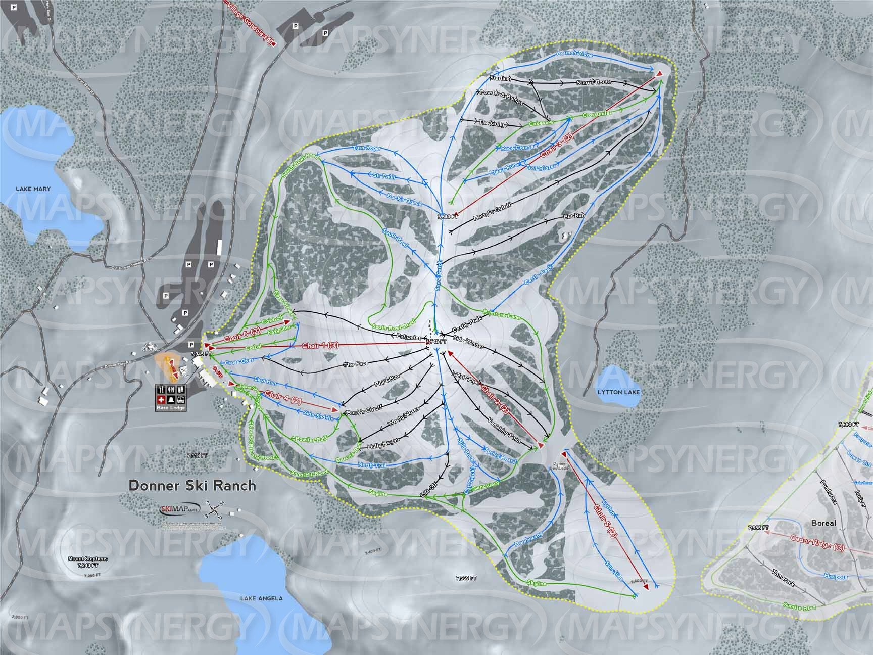 Donner Ski Ranch trail map