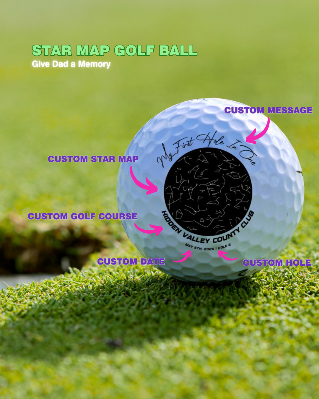Personalized Star Map Golf Balls – Pack of Six, Unique Gift for Golf Lovers