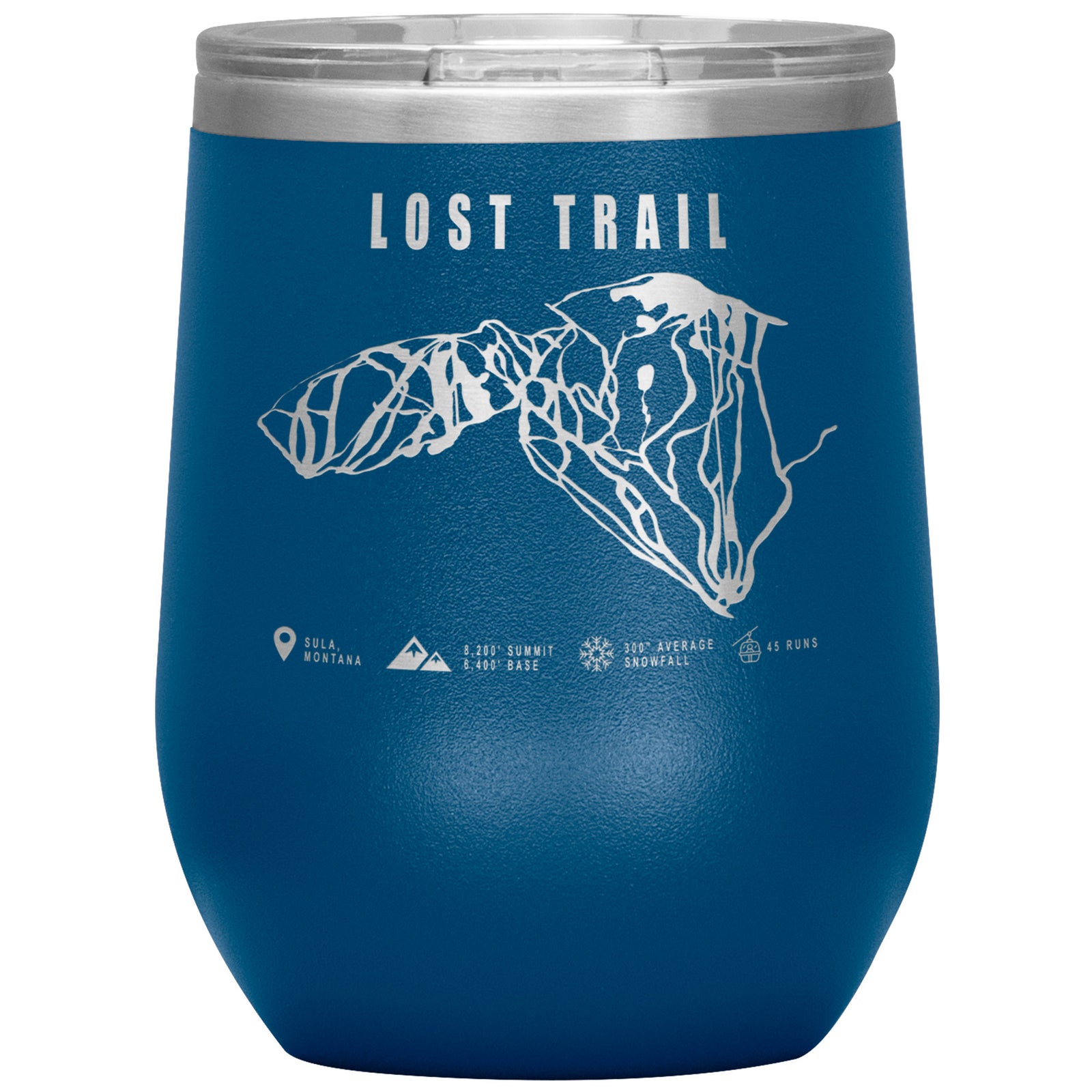 Lost Trail Montana Ski Trail Map Wine 12oz Tumbler