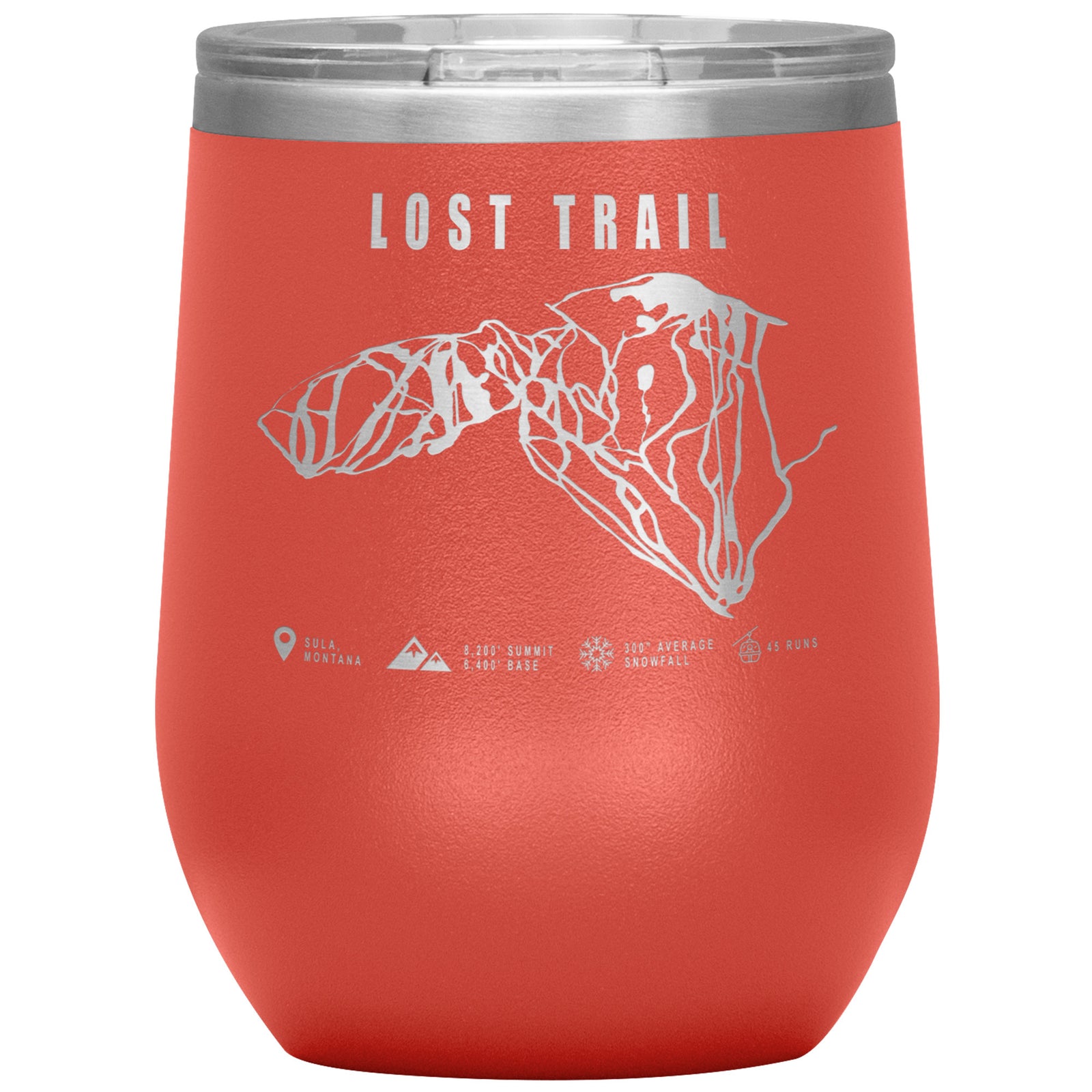 Lost Trail Montana Ski Trail Map Wine 12oz Tumbler