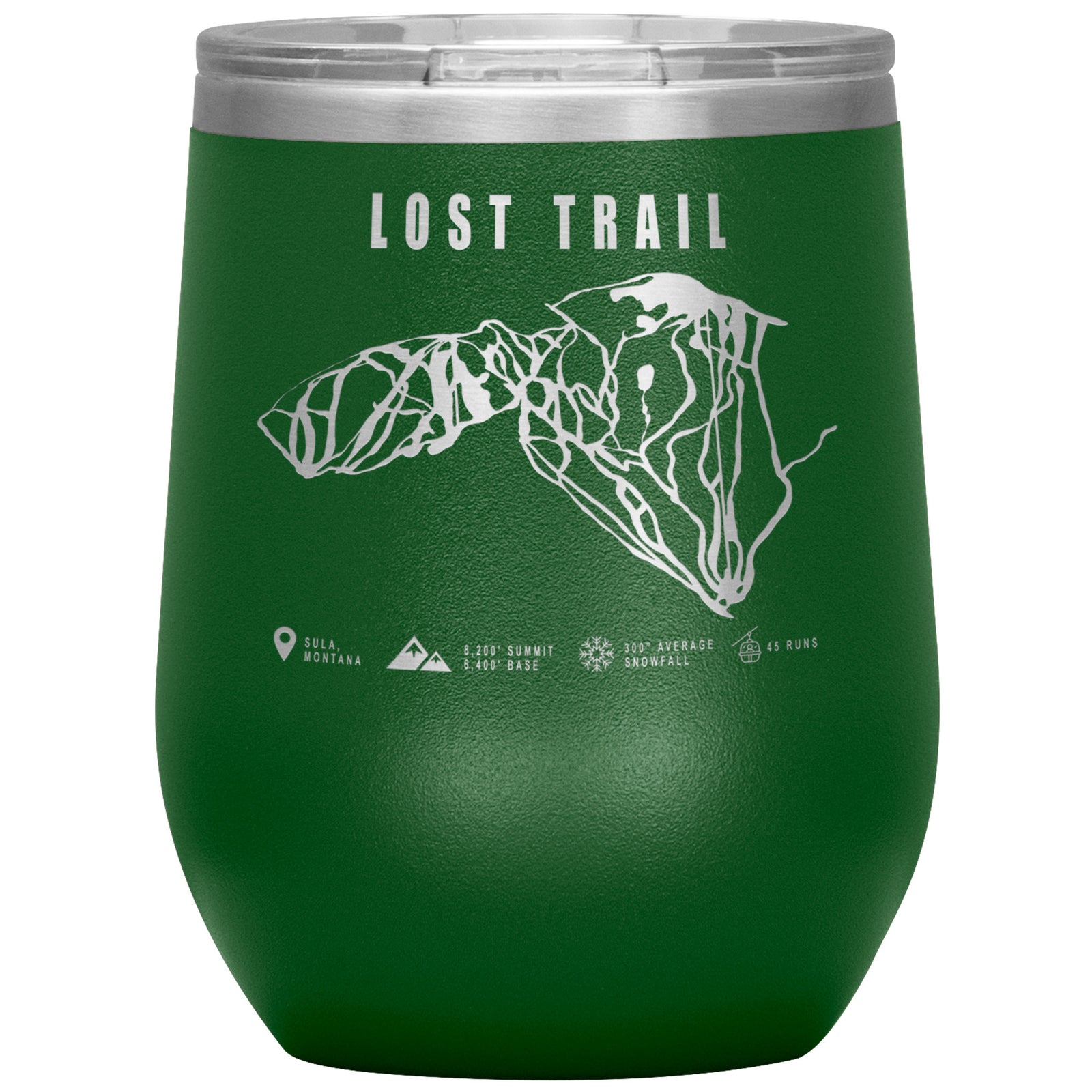 Lost Trail Montana Ski Trail Map Wine 12oz Tumbler