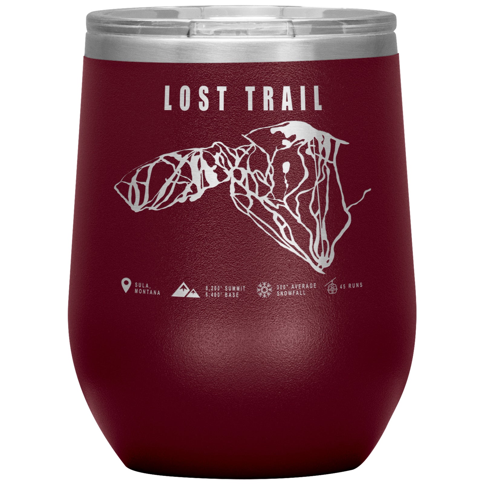 Lost Trail Montana Ski Trail Map Wine 12oz Tumbler
