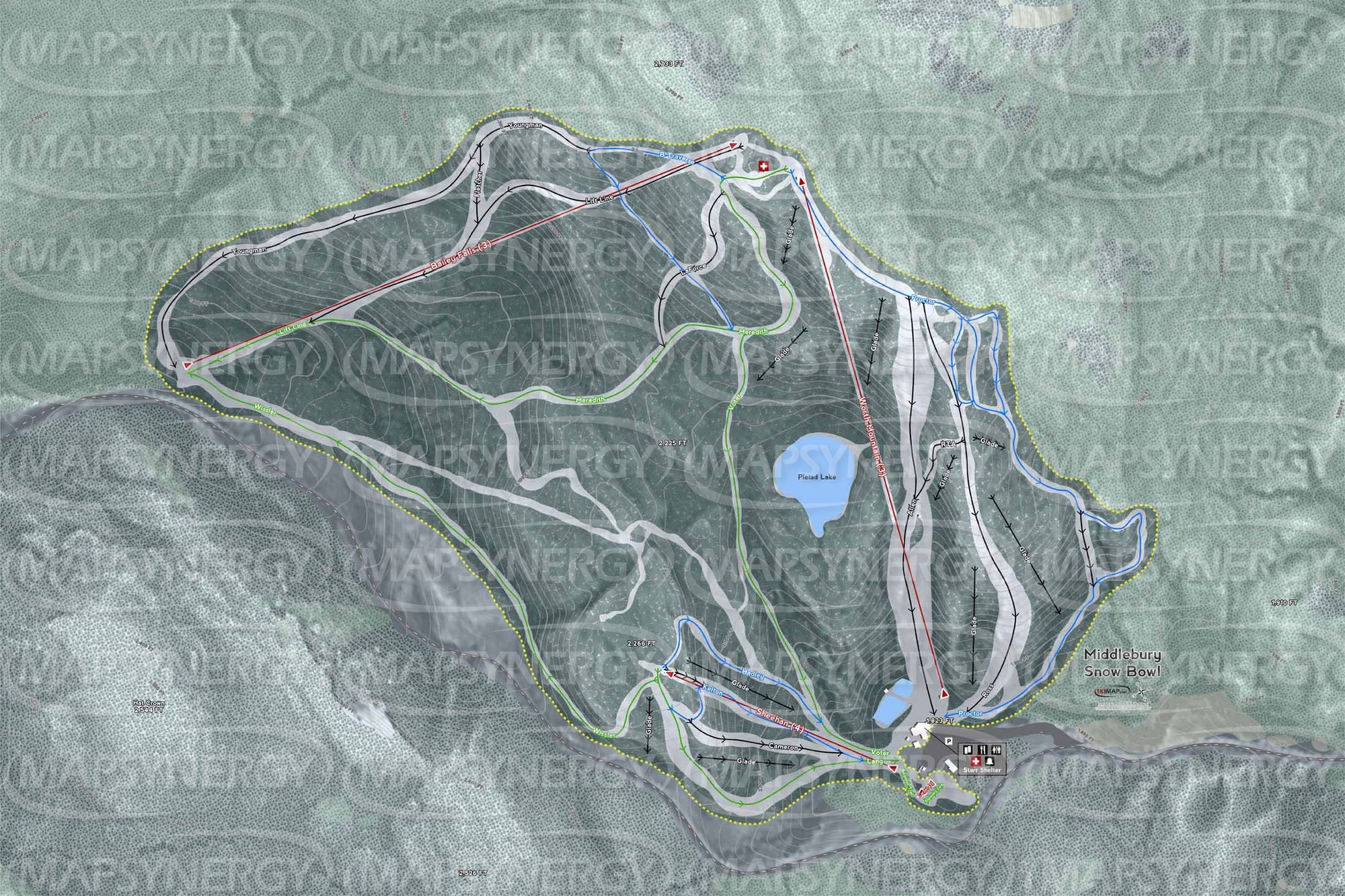 Middlebury Snow Bowl trail map