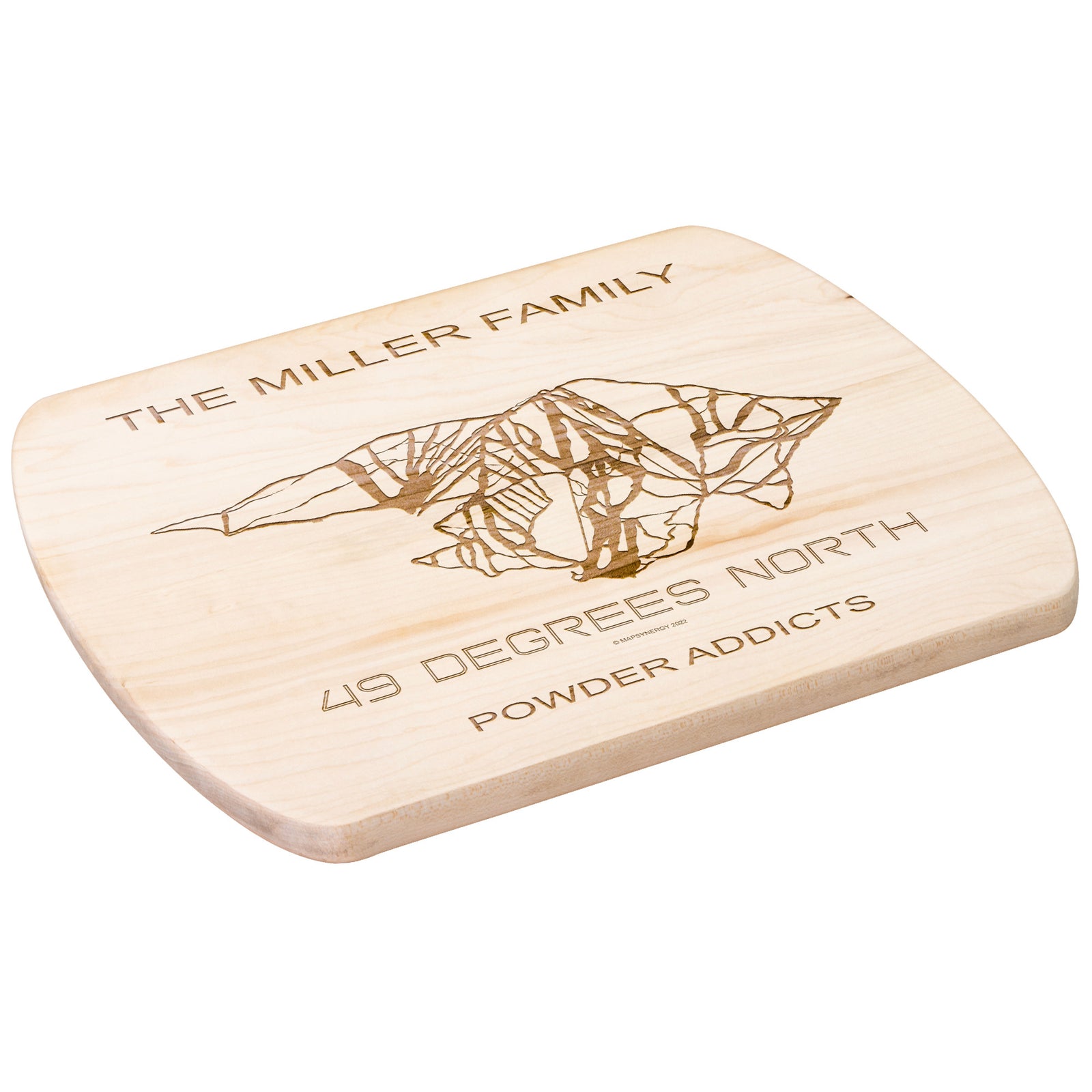 PERSONALIZED 49 DEGREES NORTH, WASHINGTON SKI TRAIL MAP CUTTING BOARD