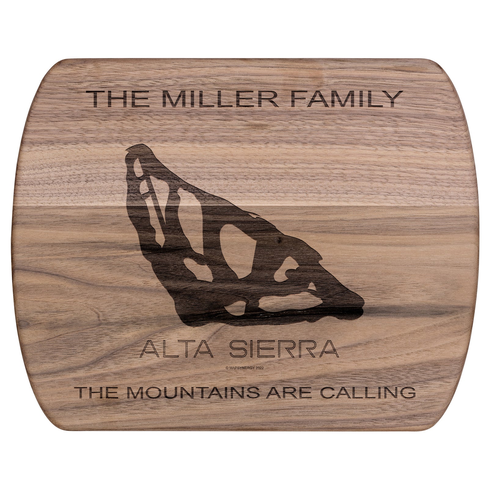 PERSONALIZED ALTA SIERRA , CALIFORNIA SKI TRAIL MAP CUTTING BOARD