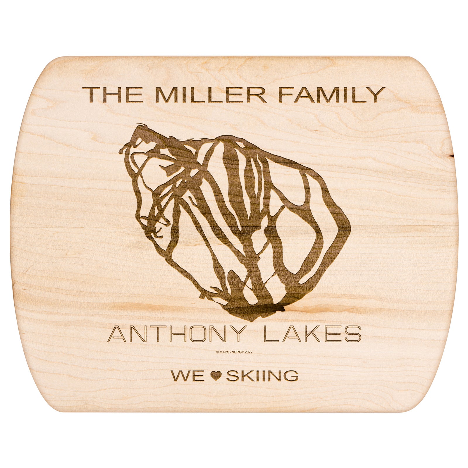 PERSONALIZED ANTHONY LAKES,OREGON SKI TRAIL MAP CUTTING BOARD
