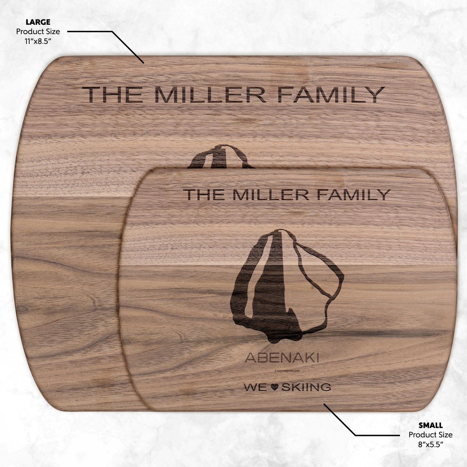 PERSONALIZED Abenaki , New Hampshire SKI TRAIL MAP CUTTING BOARD