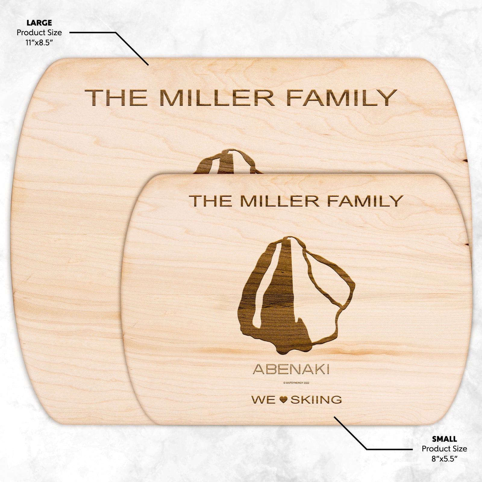 PERSONALIZED Abenaki , New Hampshire SKI TRAIL MAP CUTTING BOARD