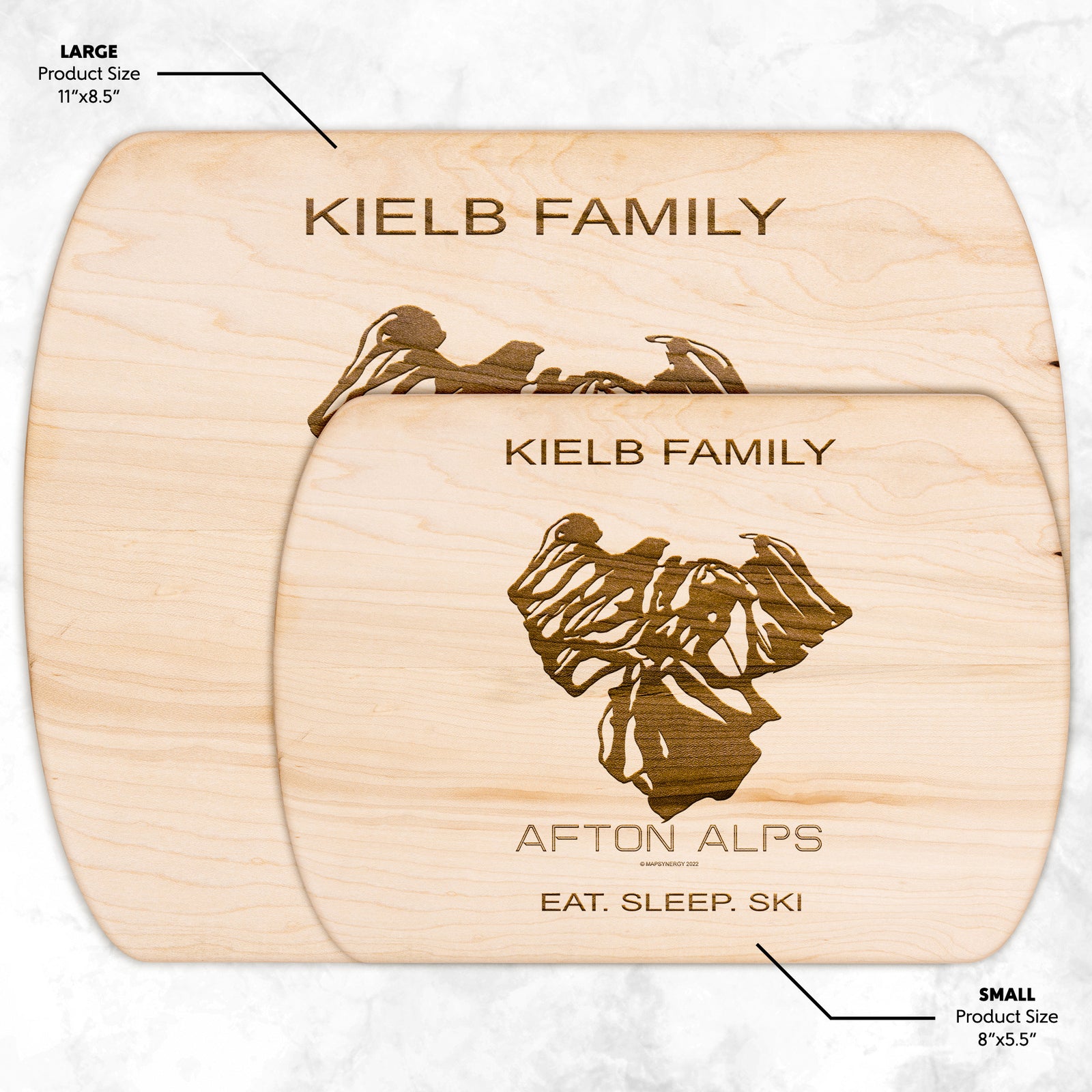 PERSONALIZED Afton Alps, Minnesota Ski Trail Map Cutting Board