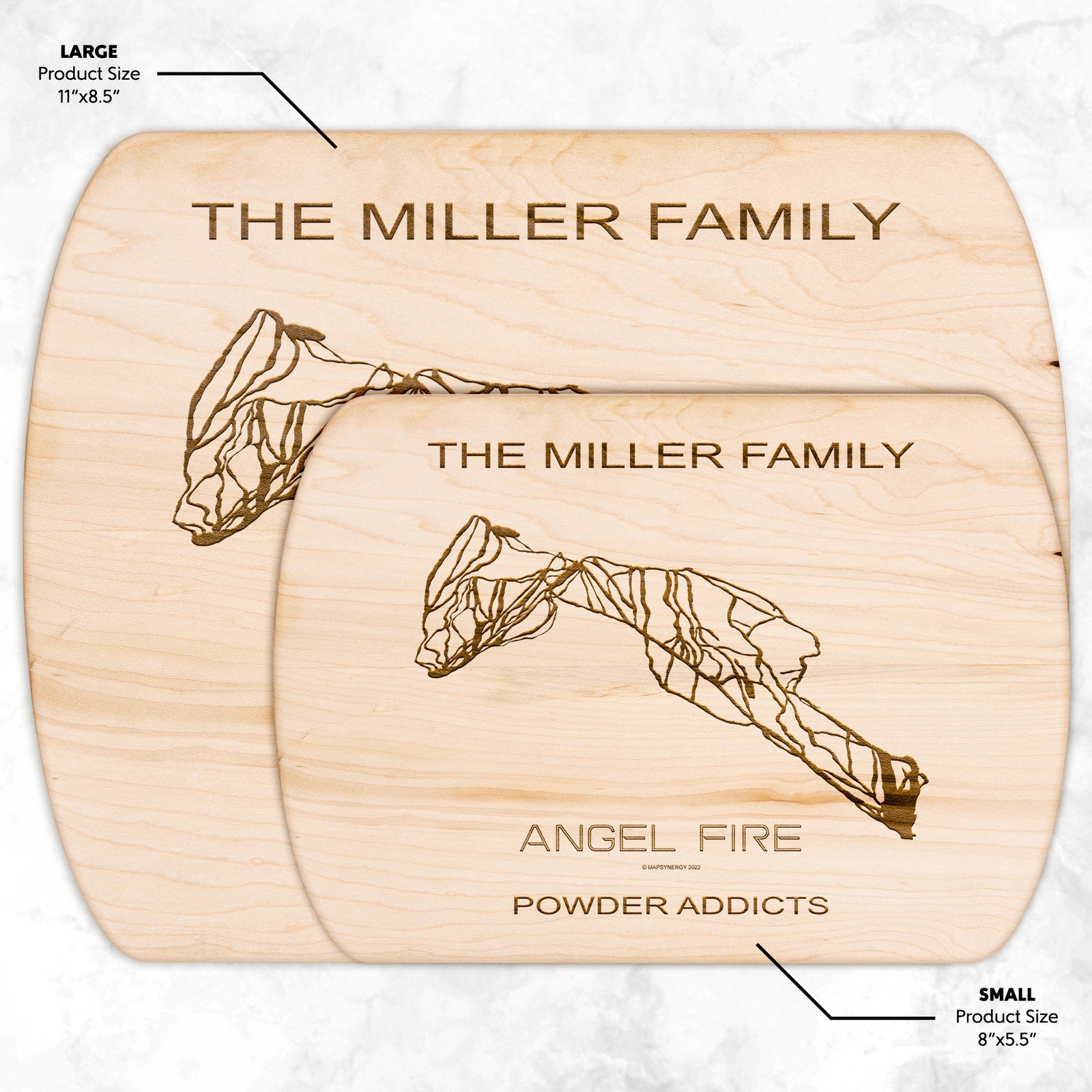 PERSONALIZED Angel Fire , New Mexico SKI TRAIL MAP CUTTING BOARD