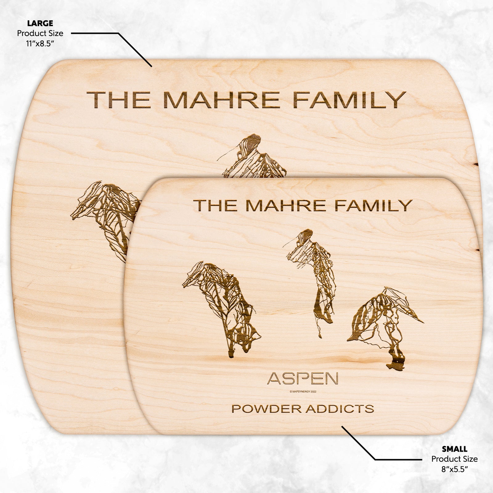 PERSONALIZED Aspen ,Colorado SKI TRAIL MAP CUTTING BOARD