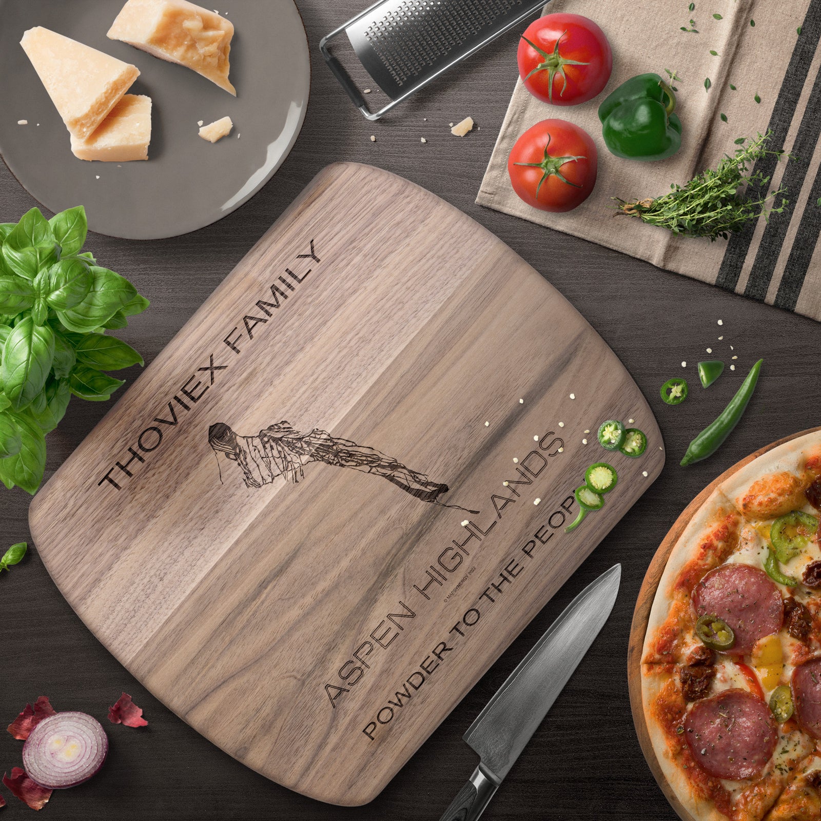 PERSONALIZED Aspen Highlands ,Colorado SKI TRAIL MAP CUTTING BOARD