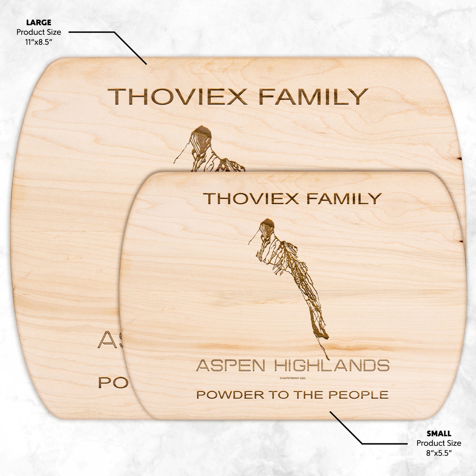 PERSONALIZED Aspen Highlands ,Colorado SKI TRAIL MAP CUTTING BOARD