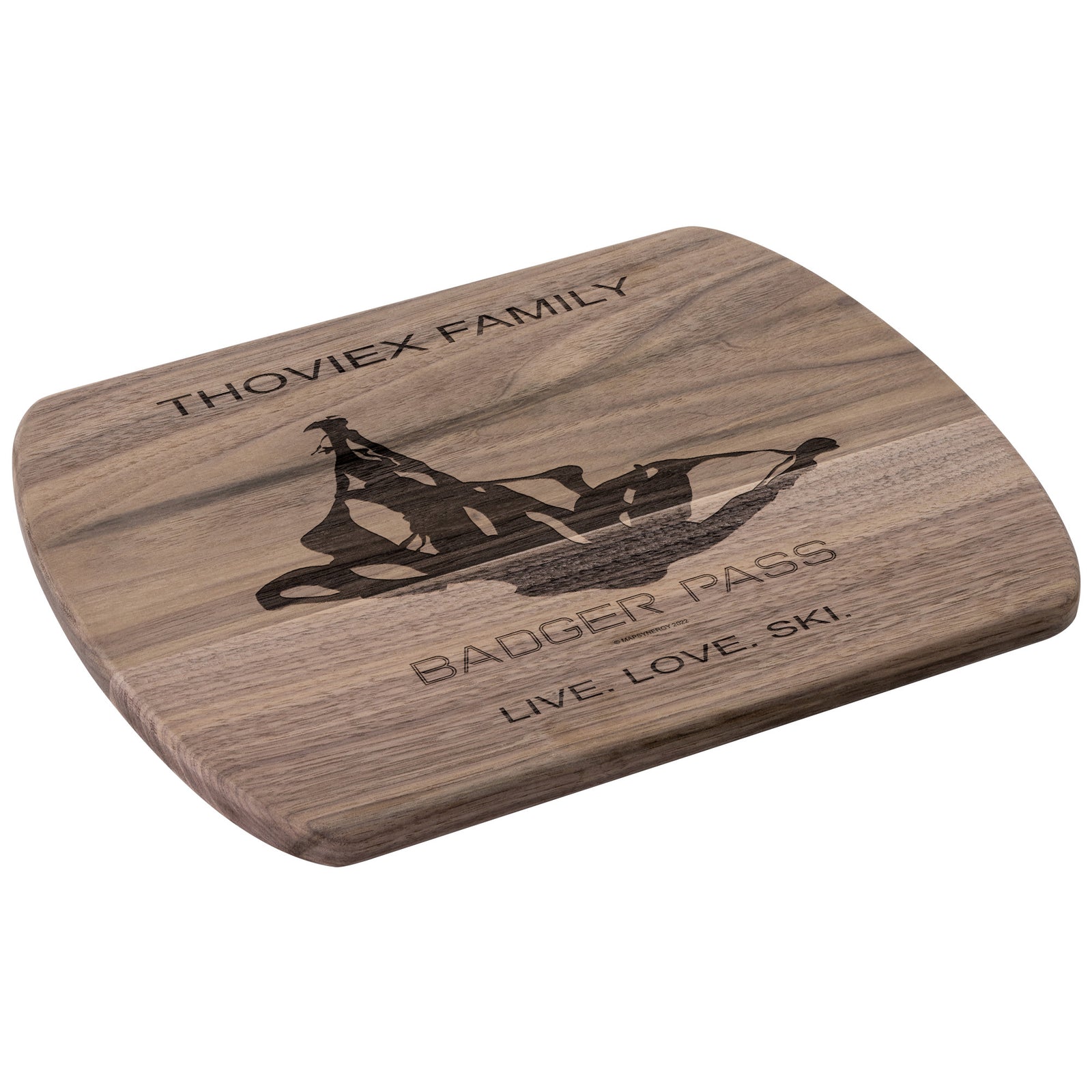 PERSONALIZED BADGER PASS , CALIFORNIA SKI TRAIL MAP CUTTING BOARD