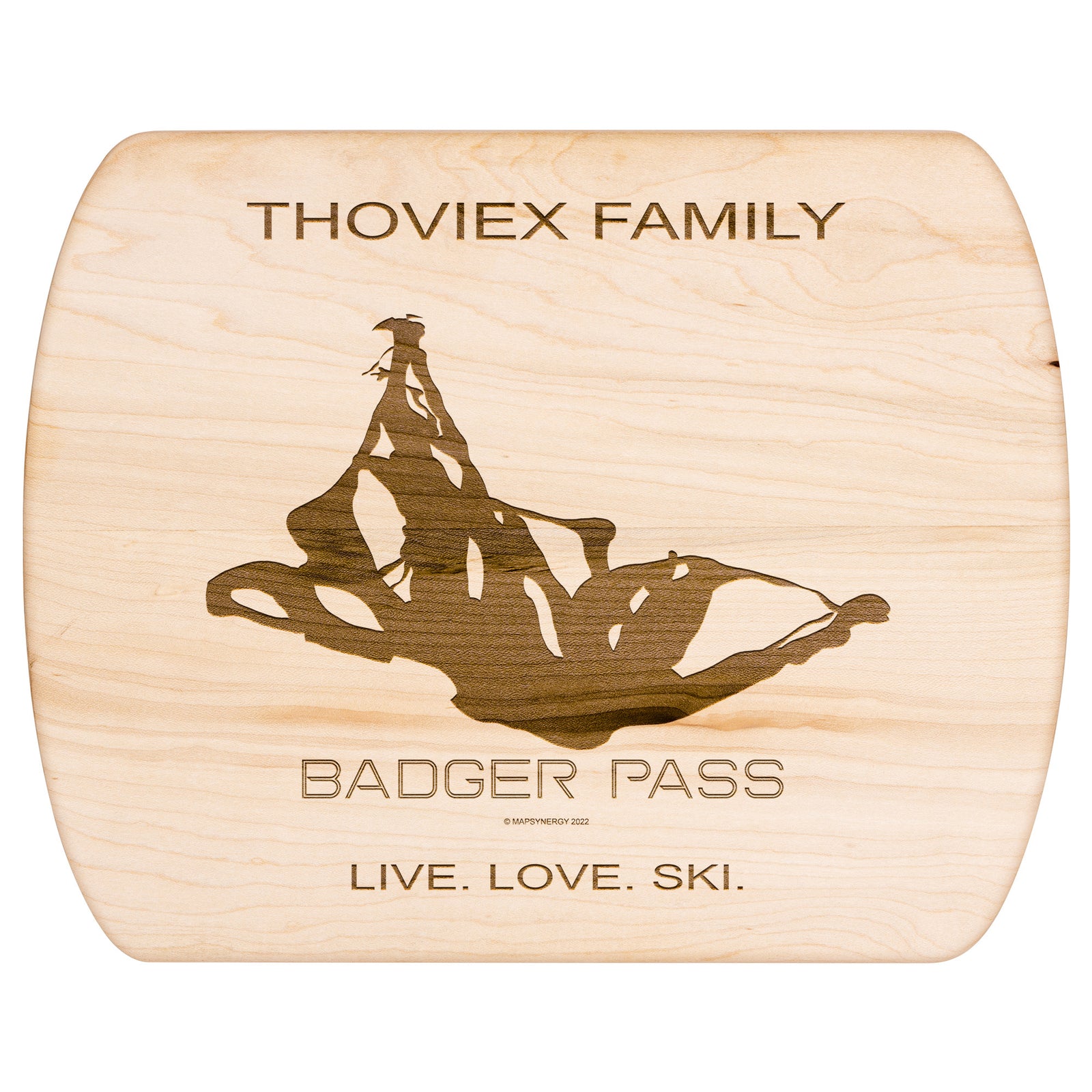PERSONALIZED BADGER PASS , CALIFORNIA SKI TRAIL MAP CUTTING BOARD