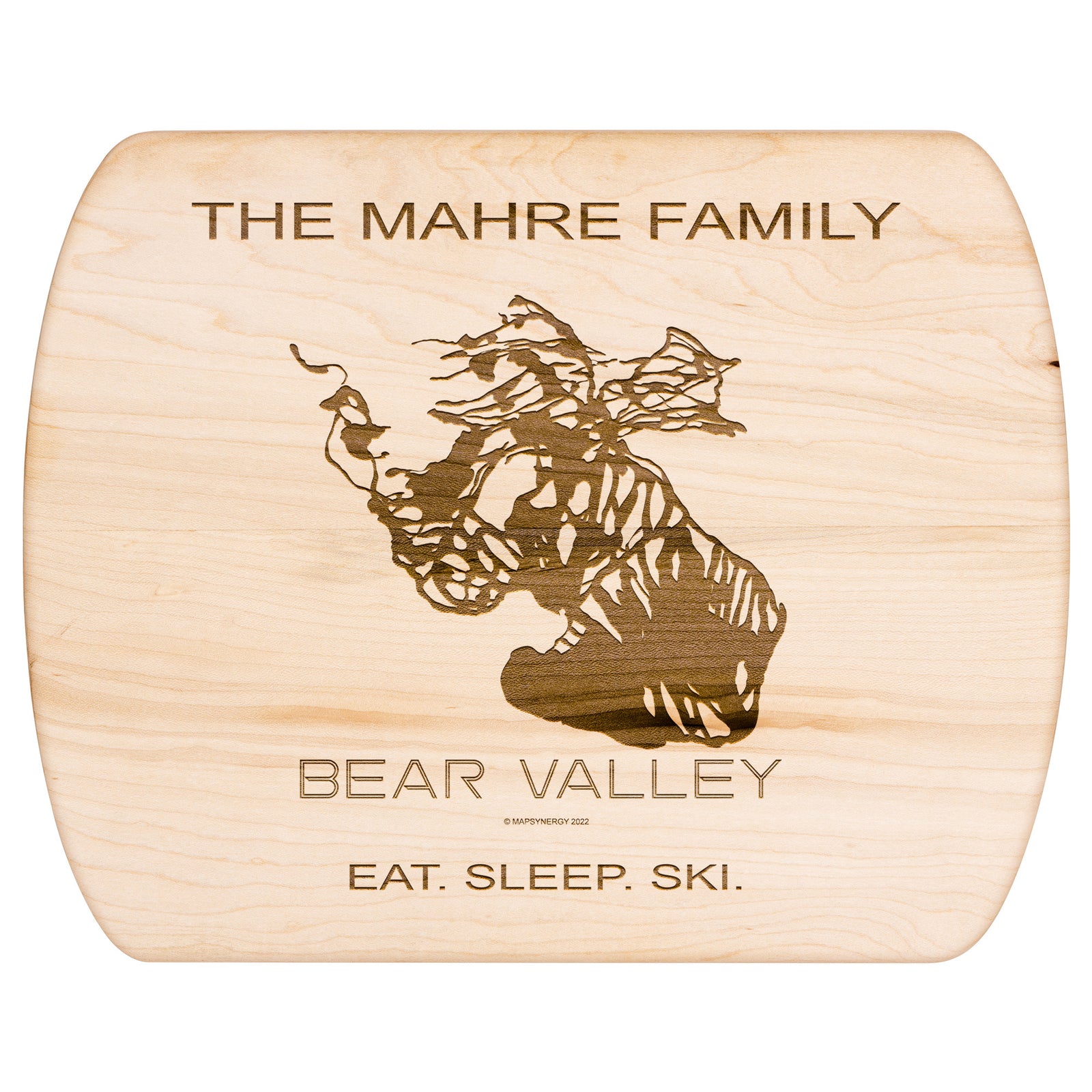 PERSONALIZED BEAR VALLEY, CALIFORNIA SKI TRAIL MAP CUTTING BOARD