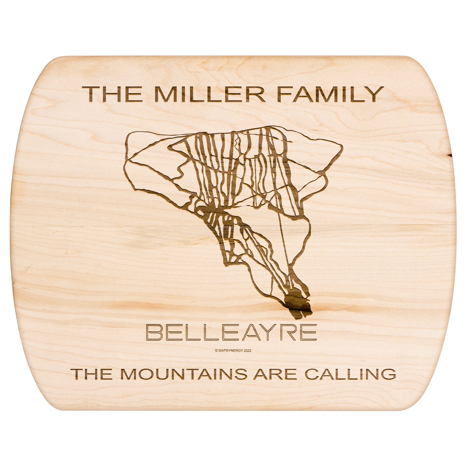 PERSONALIZED BELLEAYRE , New York SKI TRAIL MAP CUTTING BOARD