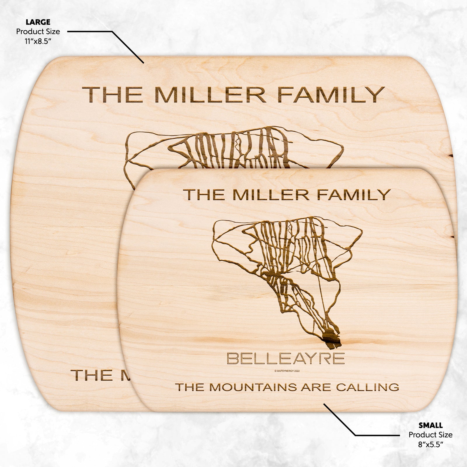 PERSONALIZED BELLEAYRE , New York SKI TRAIL MAP CUTTING BOARD