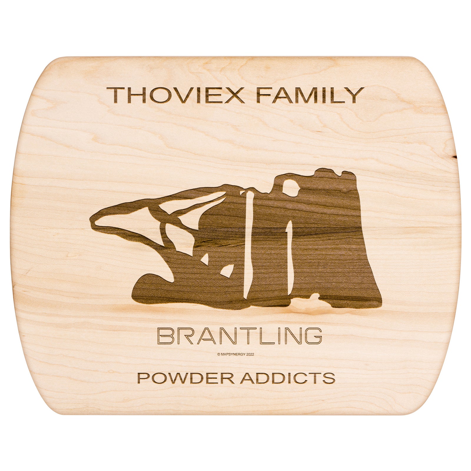 PERSONALIZED BRANTLING , NEW YORK SKI TRAIL MAP CUTTING BOARD