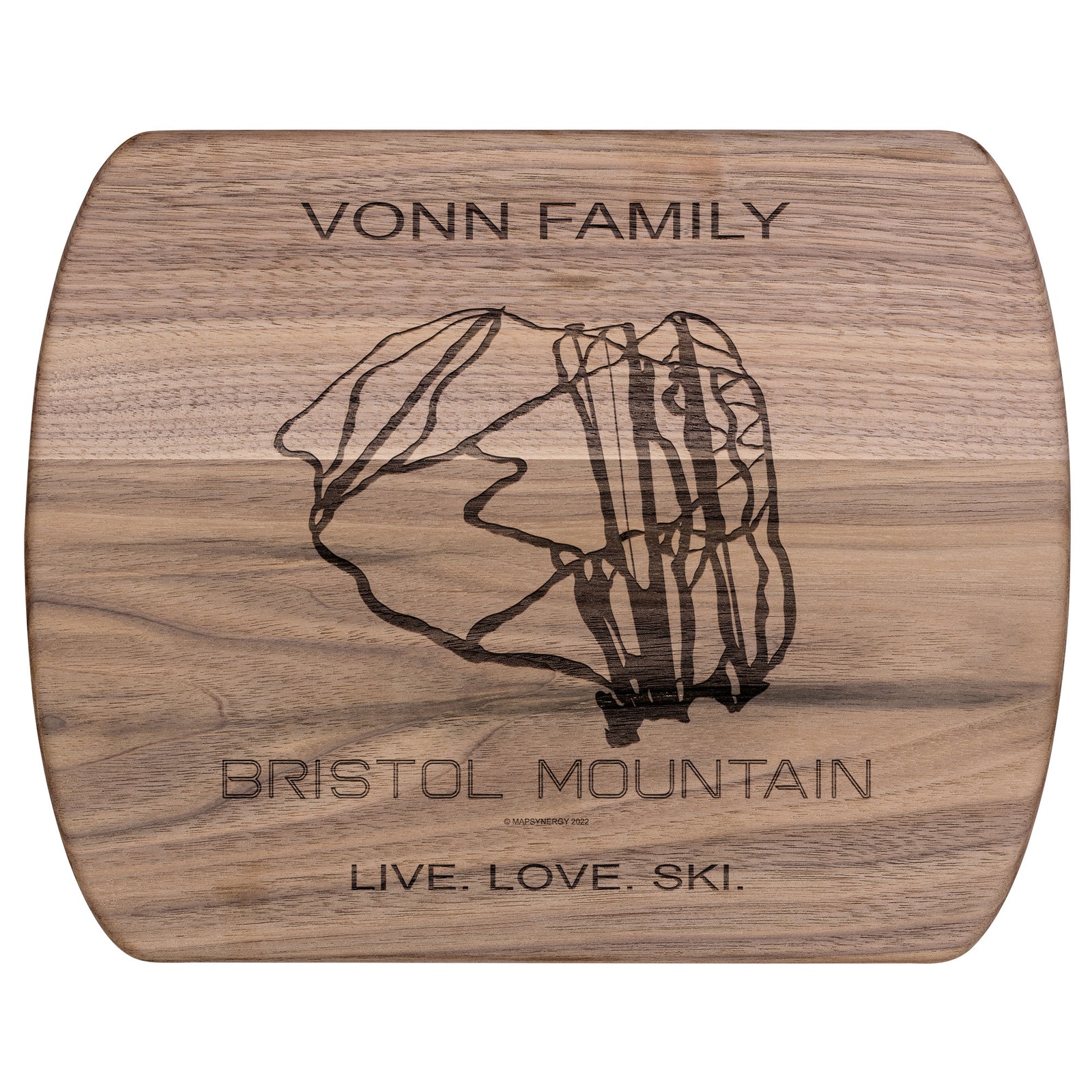 PERSONALIZED BRISTOL MOUNTAIN, NEW YORK SKI TRAIL MAP CUTTING BOARD