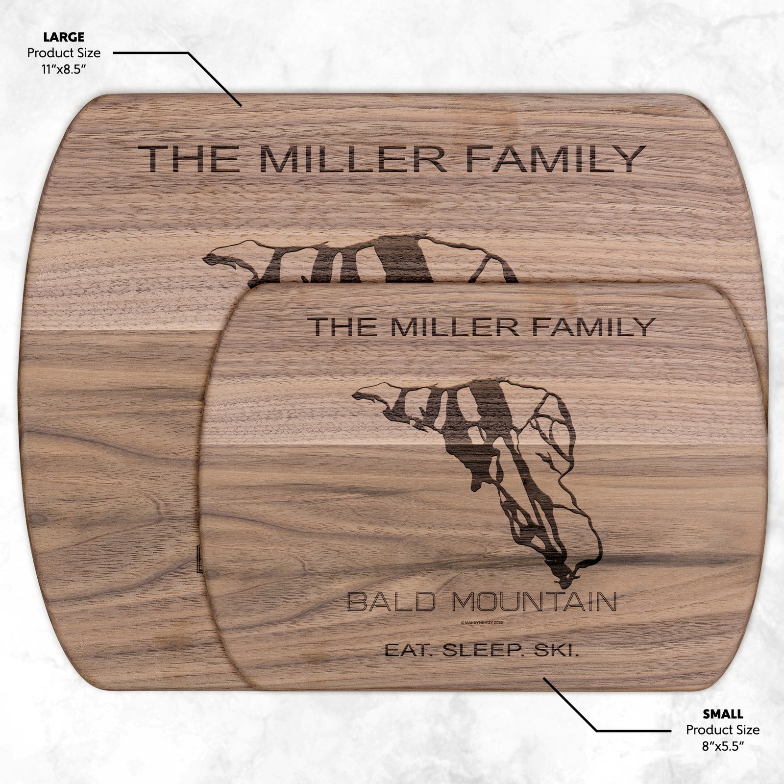 PERSONALIZED Bald Mountain , Idaho SKI TRAIL MAP CUTTING BOARD