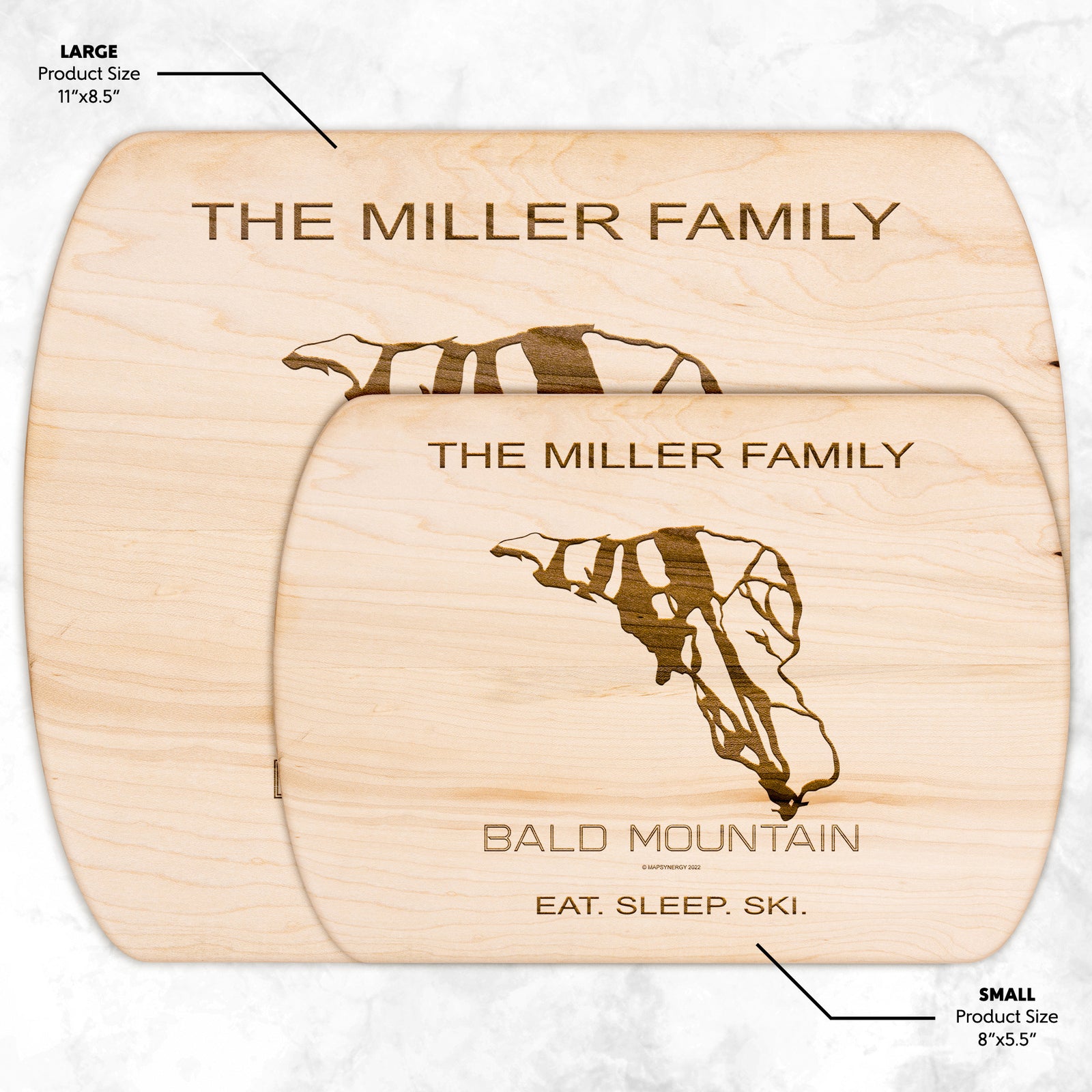 PERSONALIZED Bald Mountain , Idaho SKI TRAIL MAP CUTTING BOARD